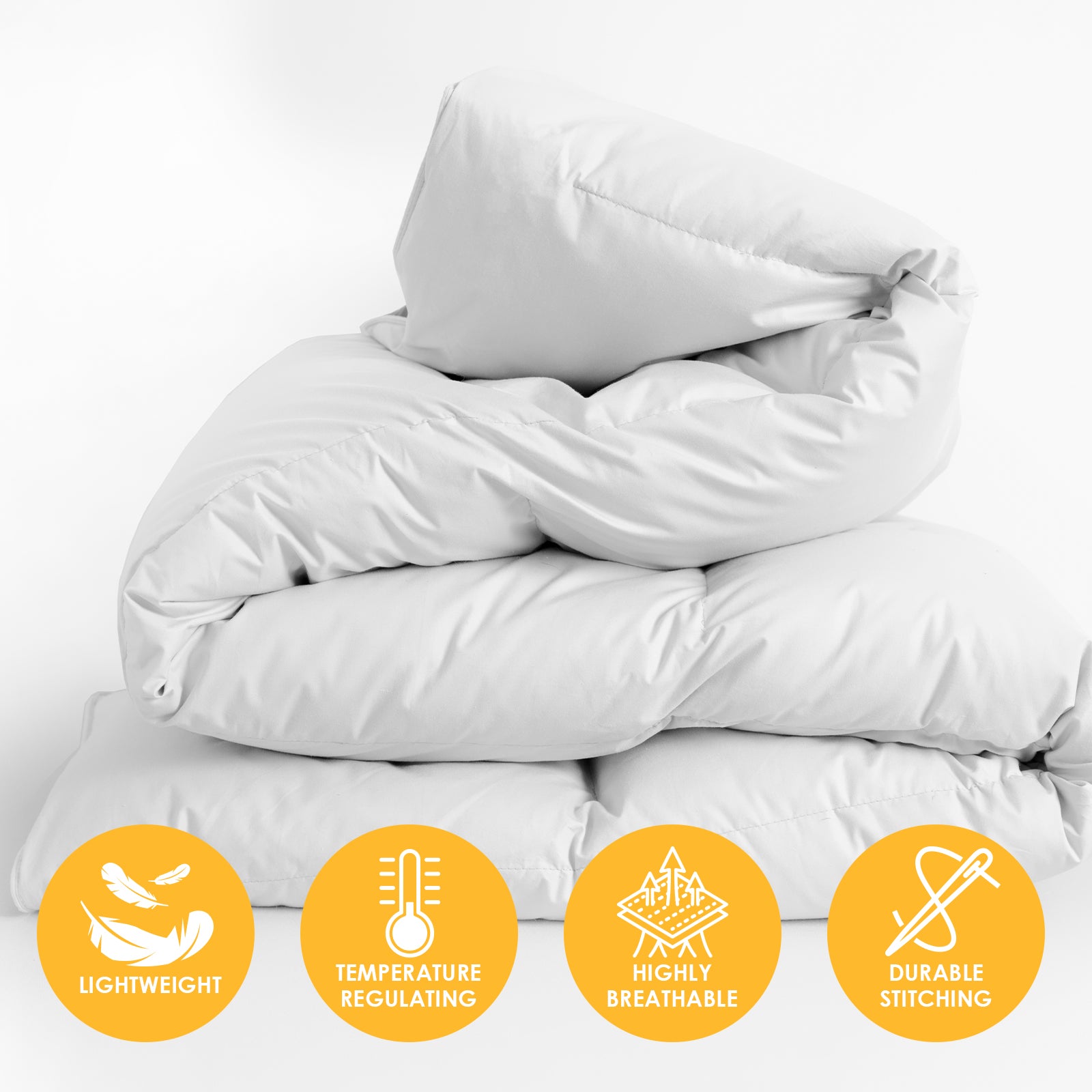 Aprons: Casa Decor Silk Touch Quilt 360GSM All Seasons Antibacterial Hypoallergenic - King Single - White