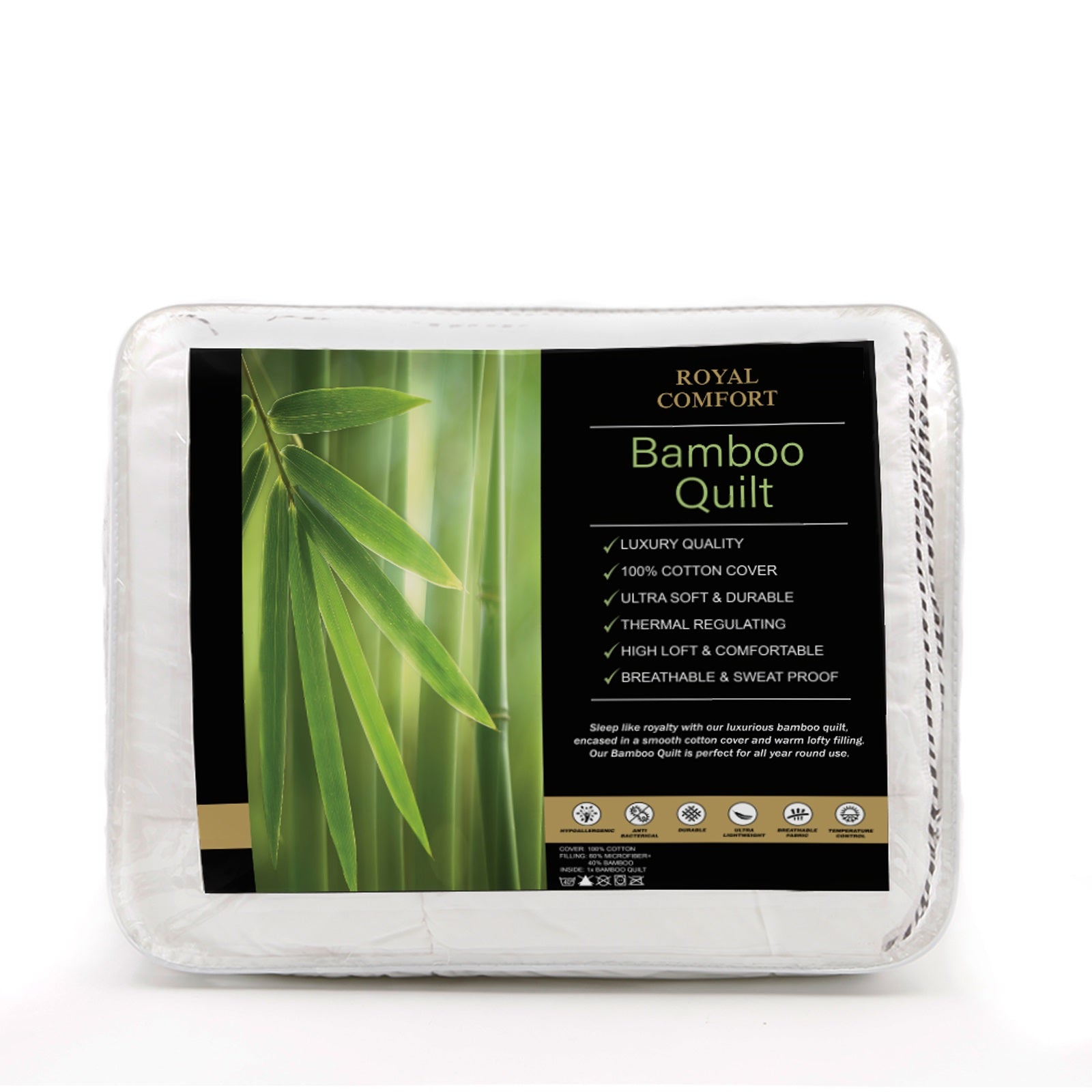 Quilts & Duvets: Royal Comfort Bamboo Blend Quilt 250GSM Luxury  Duvet 100% Cotton Cover - Queen - White