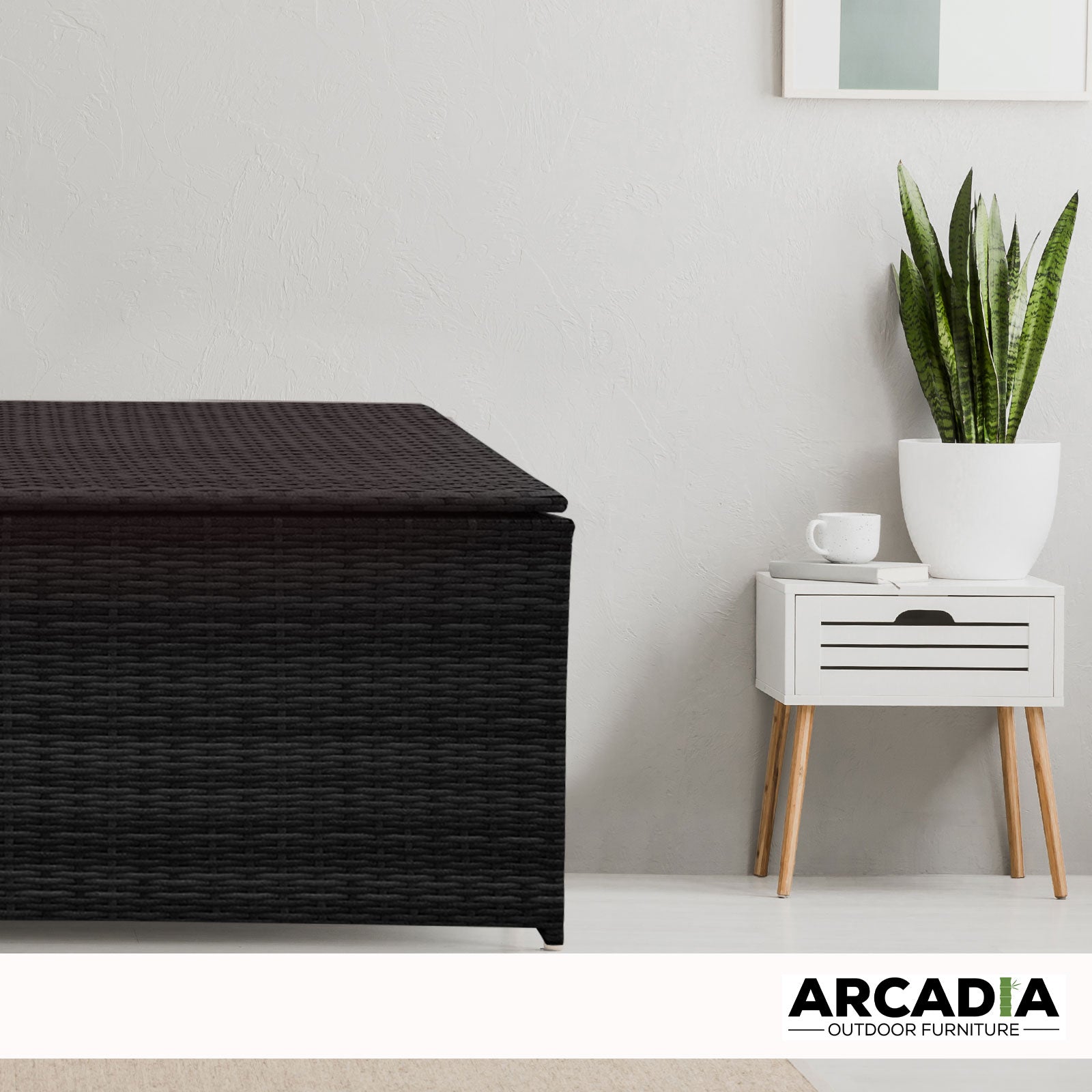 Outdoor Storage Boxes: Arcadia Furniture Outdoor Rattan Storage Box Garden Toy Tools Shed UV Resistant - Black