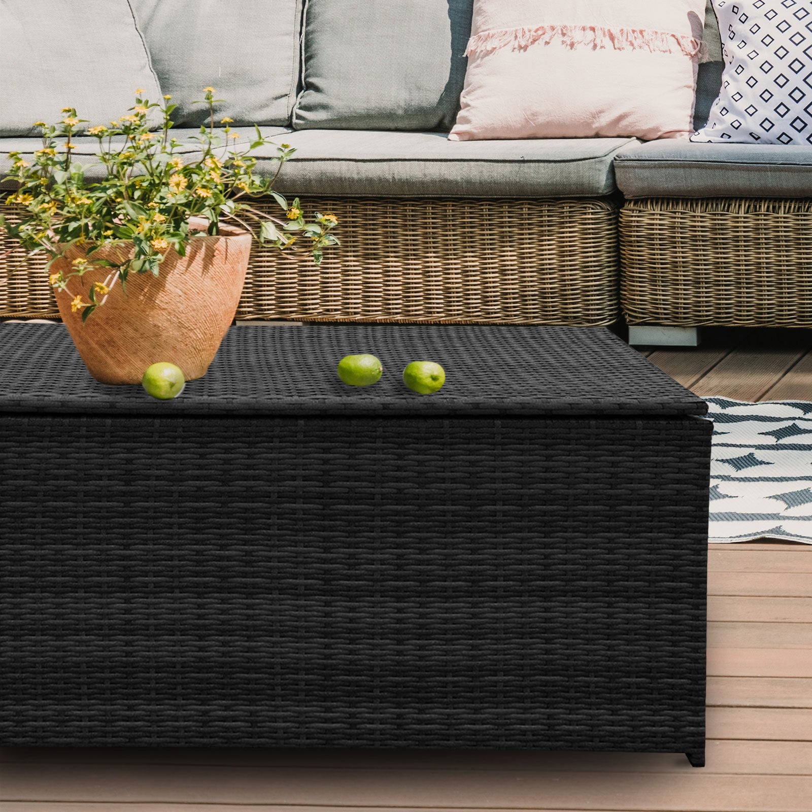 Outdoor Storage Boxes: Arcadia Furniture Outdoor Rattan Storage Box Garden Toy Tools Shed UV Resistant - Black