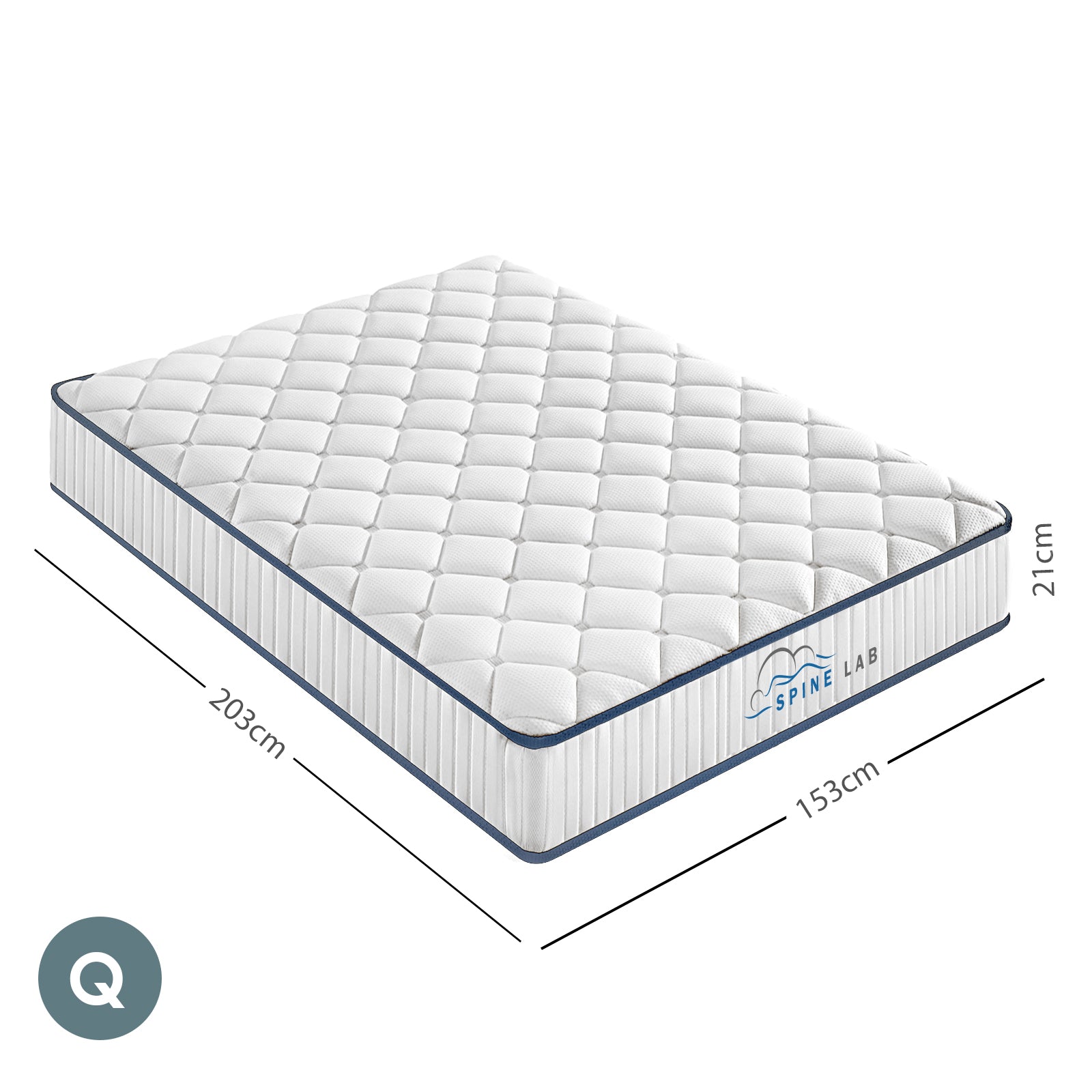 Mattress Toppers: Spine-Lab Mattress 5 Zone 21cm Medium Firm Foam Bonnell Spring - Queen - White