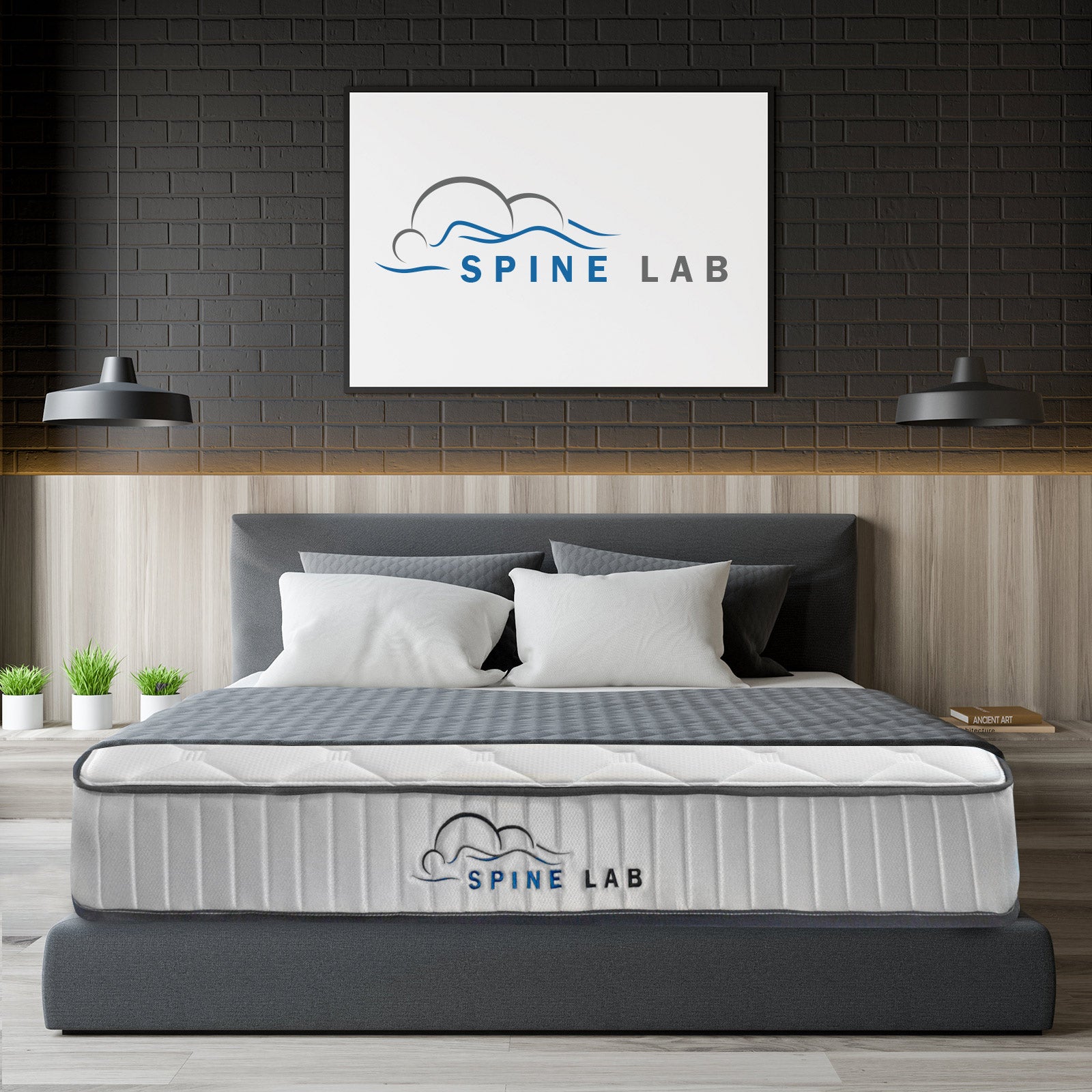 Mattress Toppers: Spine-Lab Mattress 5 Zone 21cm Medium Firm Foam Bonnell Spring - Queen - White
