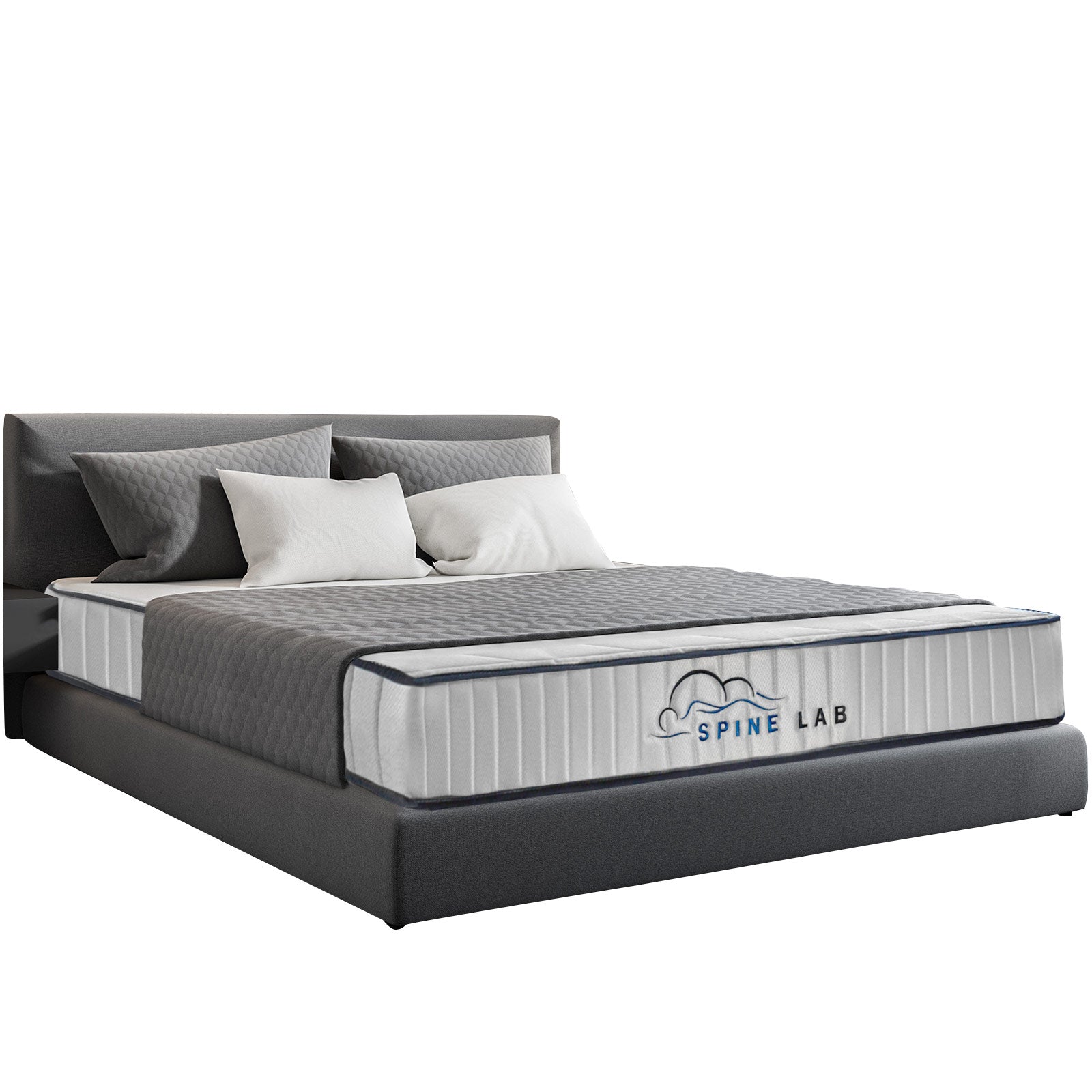Mattress Toppers: Spine-Lab Mattress 5 Zone 21cm Medium Firm Foam Bonnell Spring - Queen - White
