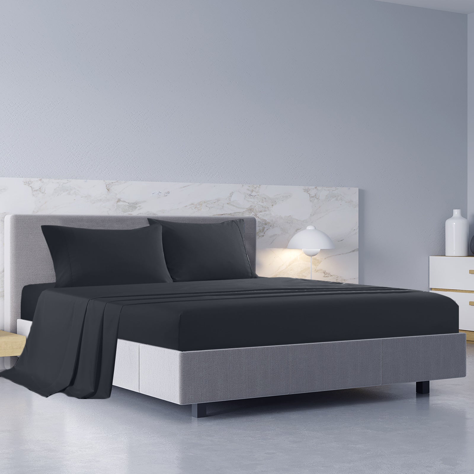 Bed Sheets: Royal Comfort 1000TC Hotel Grade Bamboo Cotton Sheets Pillowcases Set Ultrasoft - King - Charcoal