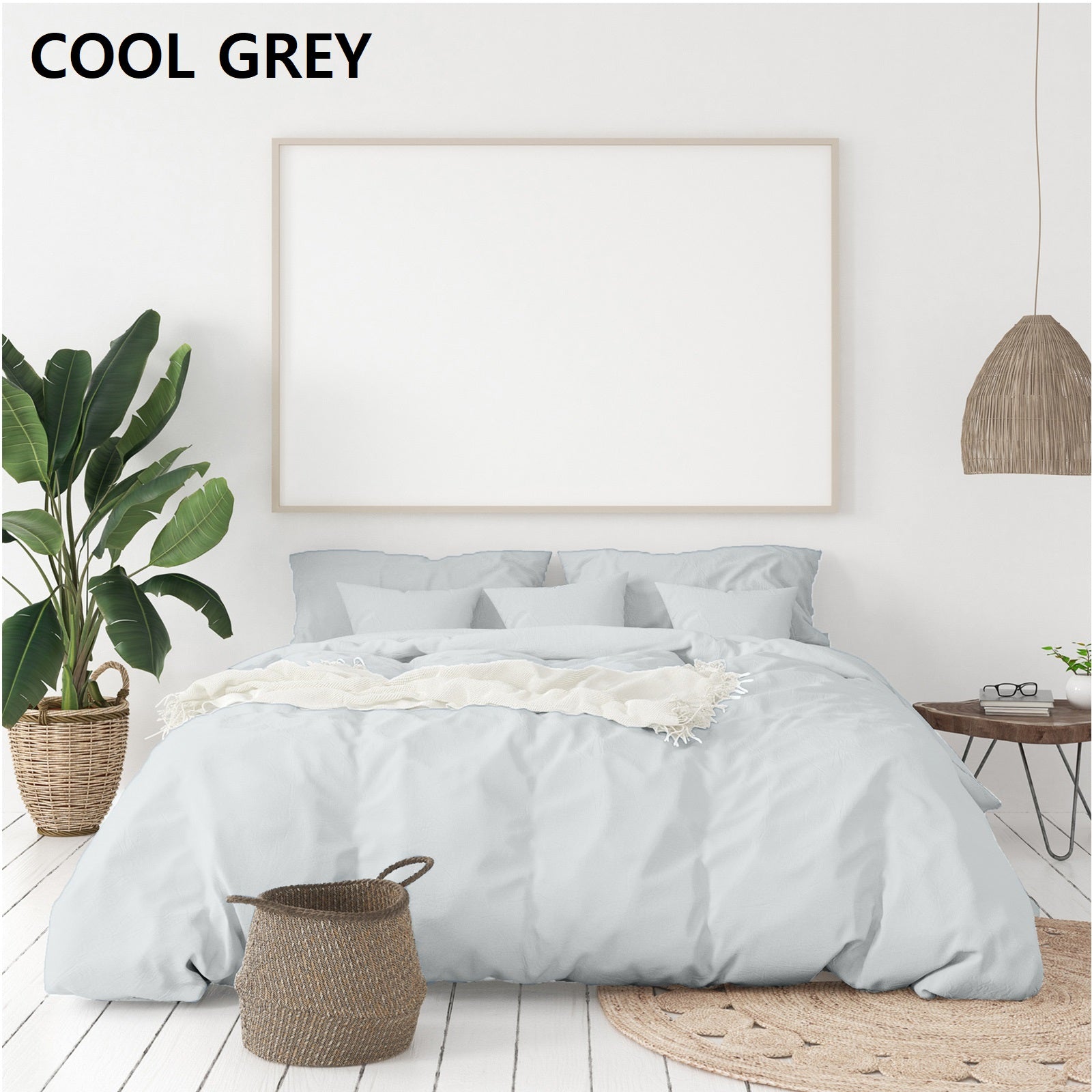 Duvet Covers: Balmain 1000 Thread Count Hotel Grade Bamboo Cotton Quilt Cover Pillowcases Set - King - Cool Grey