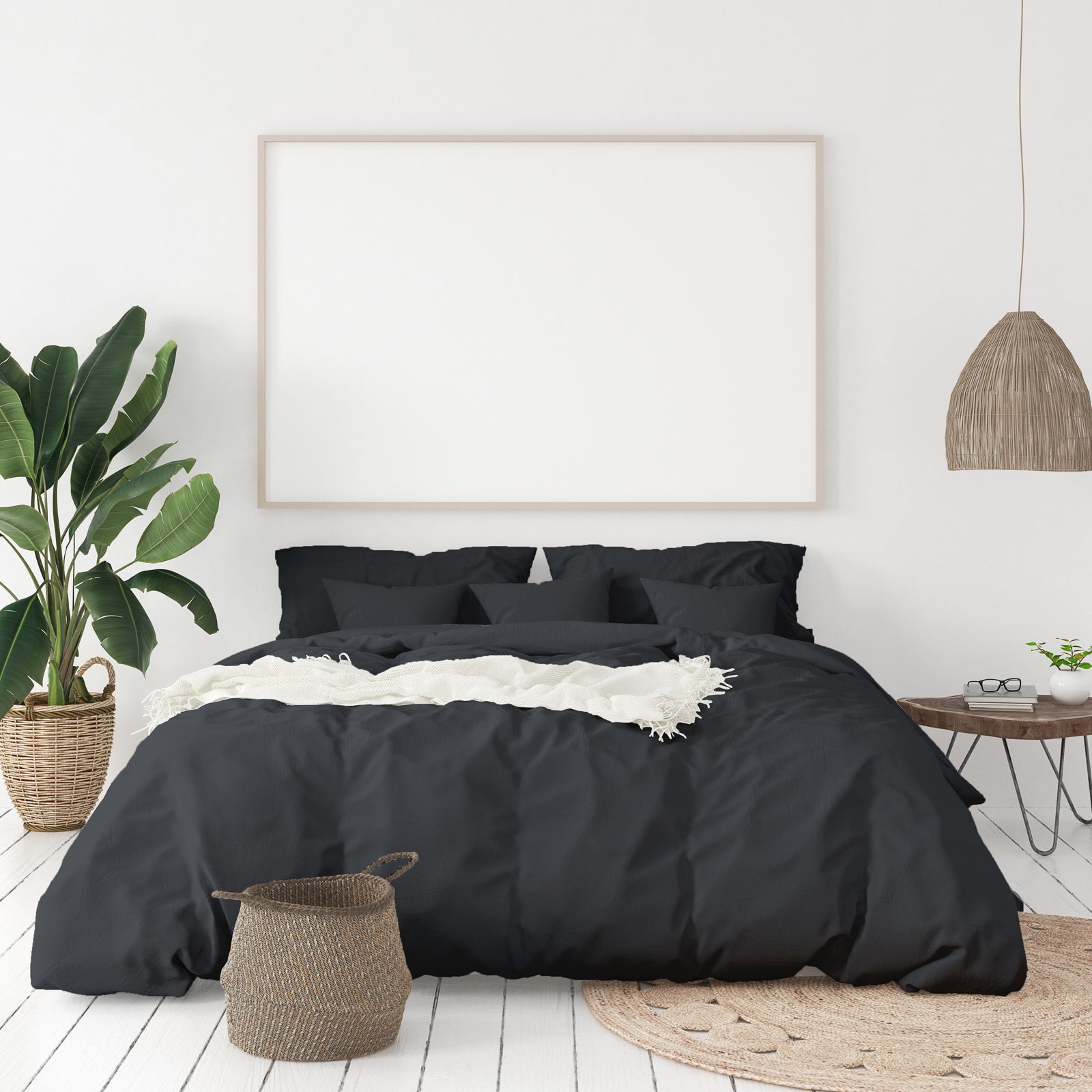 Duvet Covers: Balmain 1000 Thread Count Hotel Grade Bamboo Cotton Quilt Cover Pillowcases Set - King - Charcoal