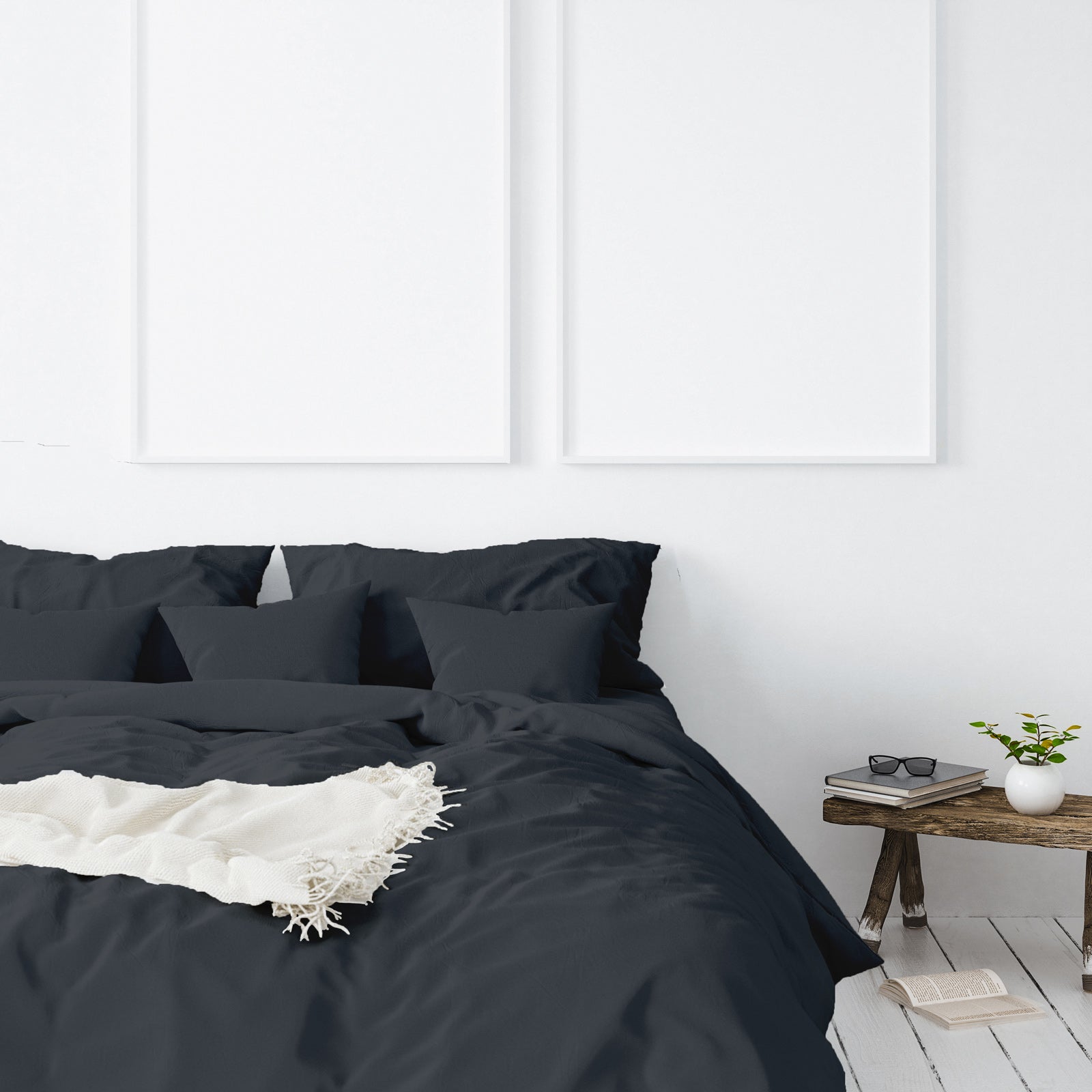 Duvet Covers: Balmain 1000 Thread Count Hotel Grade Bamboo Cotton Quilt Cover Pillowcases Set - King - Charcoal