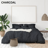 Duvet Covers: Balmain 1000 Thread Count Hotel Grade Bamboo Cotton Quilt Cover Pillowcases Set - King - Charcoal