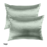 Pillowcases: Royal Comfort Mulberry Soft Silk Hypoallergenic Pillowcase Twin Pack 51 x 76cm - Sage