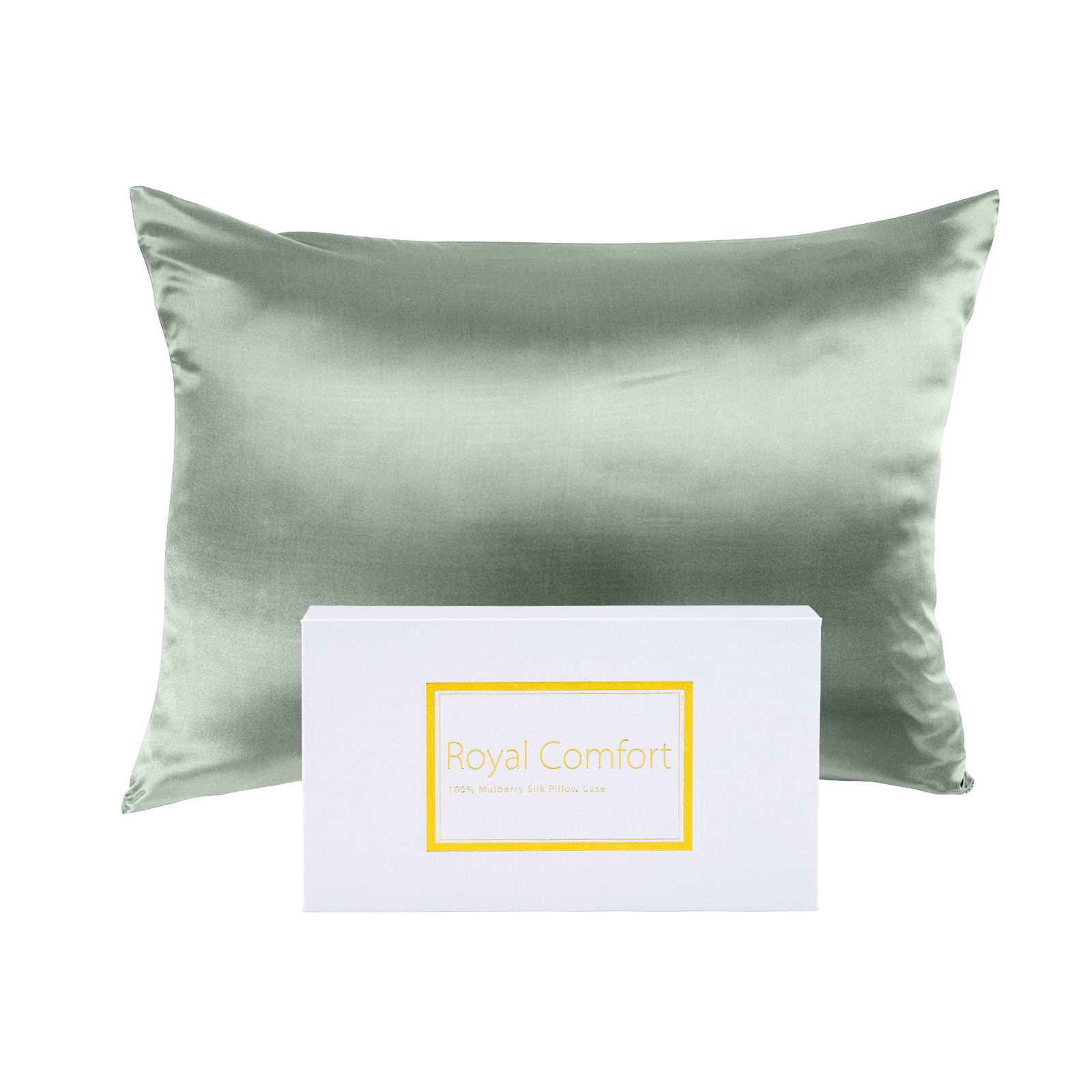 Pillowcases: Royal Comfort Mulberry Soft Silk Hypoallergenic Pillowcase Twin Pack 51 x 76cm - Sage