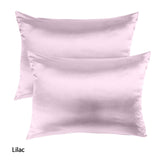 Pillows: Royal Comfort Mulberry Soft Silk Hypoallergenic Pillowcase Twin Pack 51 x 76cm - Lilac