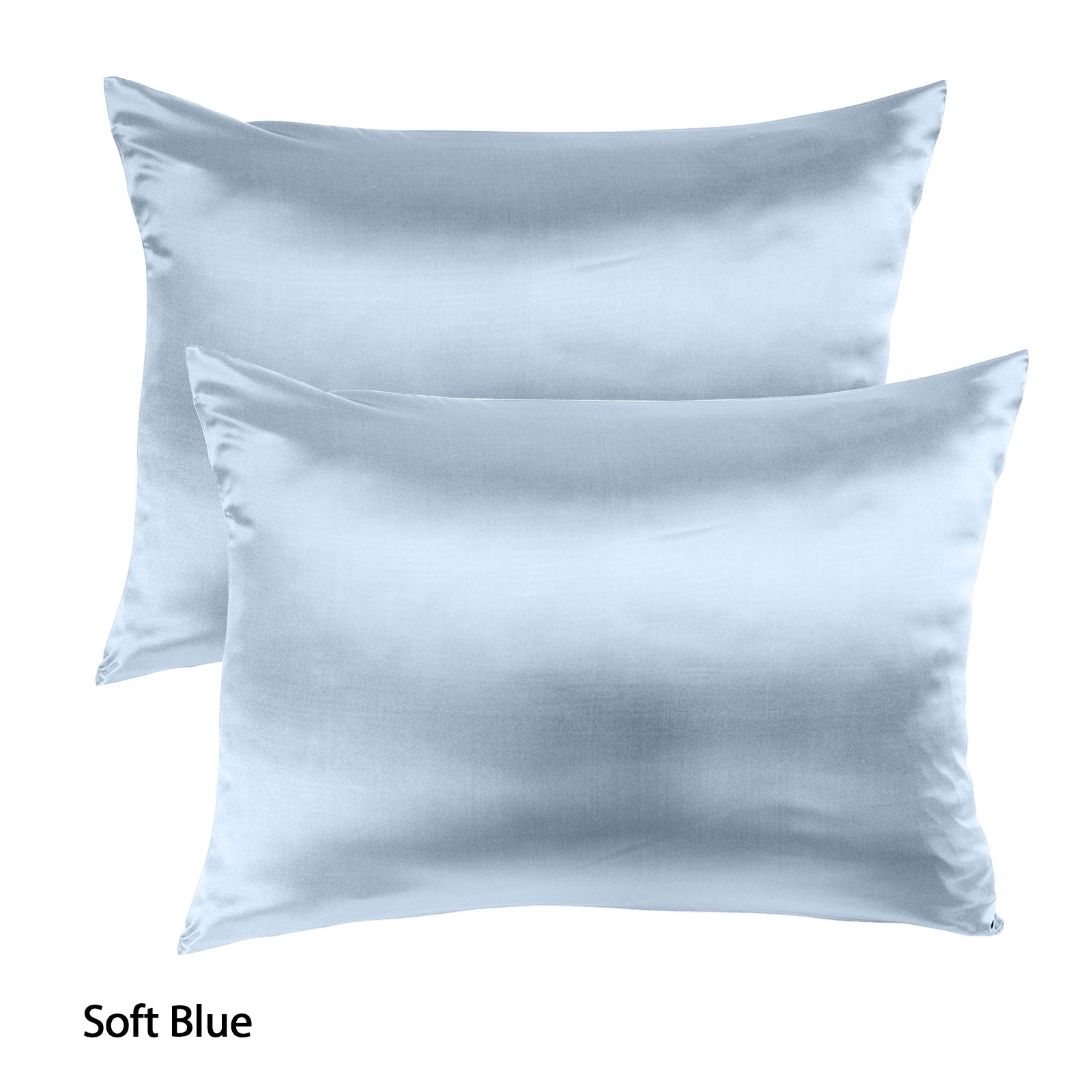 Pillowcases: Royal Comfort Mulberry Soft Silk Hypoallergenic Pillowcase Twin Pack 51 x 76cm - Soft Blue