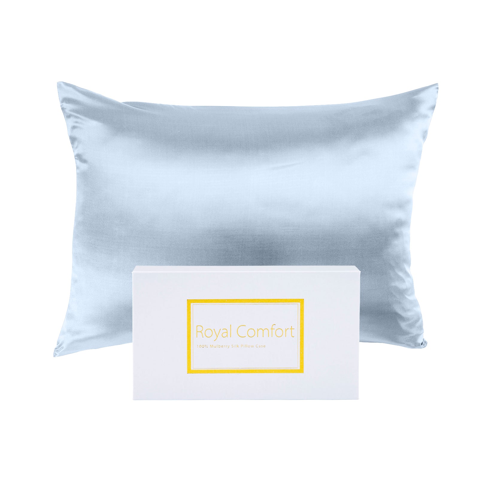 Pillowcases: Royal Comfort Mulberry Soft Silk Hypoallergenic Pillowcase Twin Pack 51 x 76cm - Soft Blue