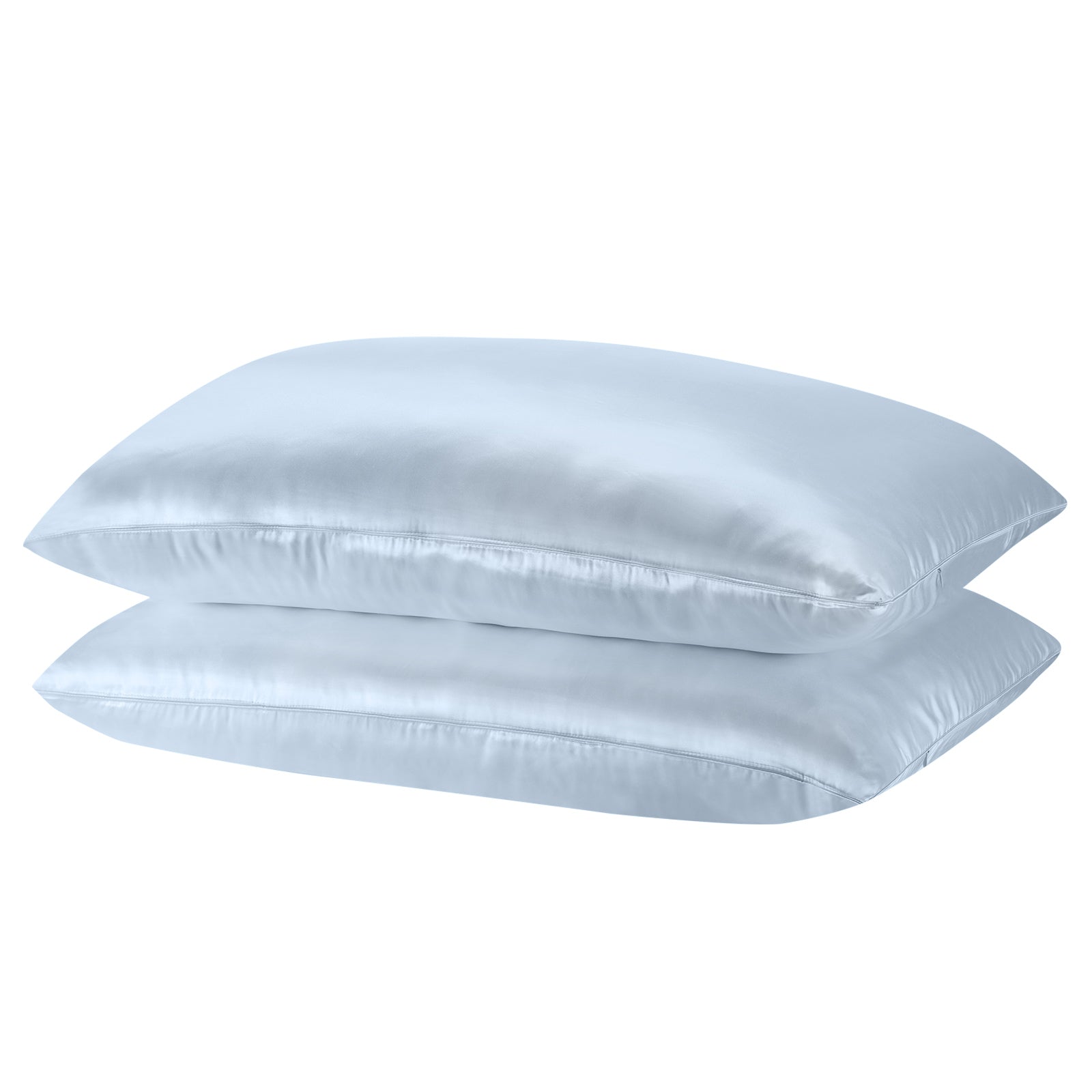 Pillowcases: Royal Comfort Mulberry Soft Silk Hypoallergenic Pillowcase Twin Pack 51 x 76cm - Soft Blue