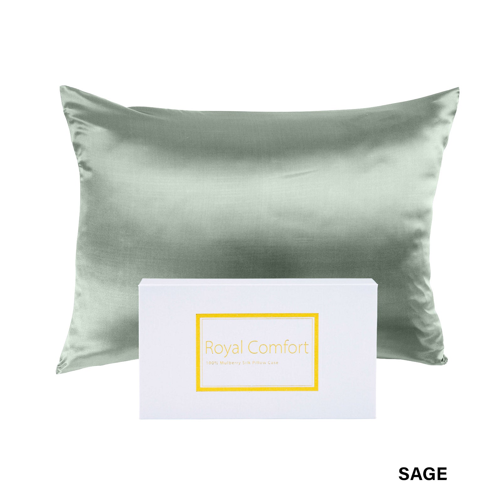 Pillowcases: Royal Comfort Pure Silk Pillow Case 100% Mulberry Silk Hypoallergenic Pillowcase - Sage