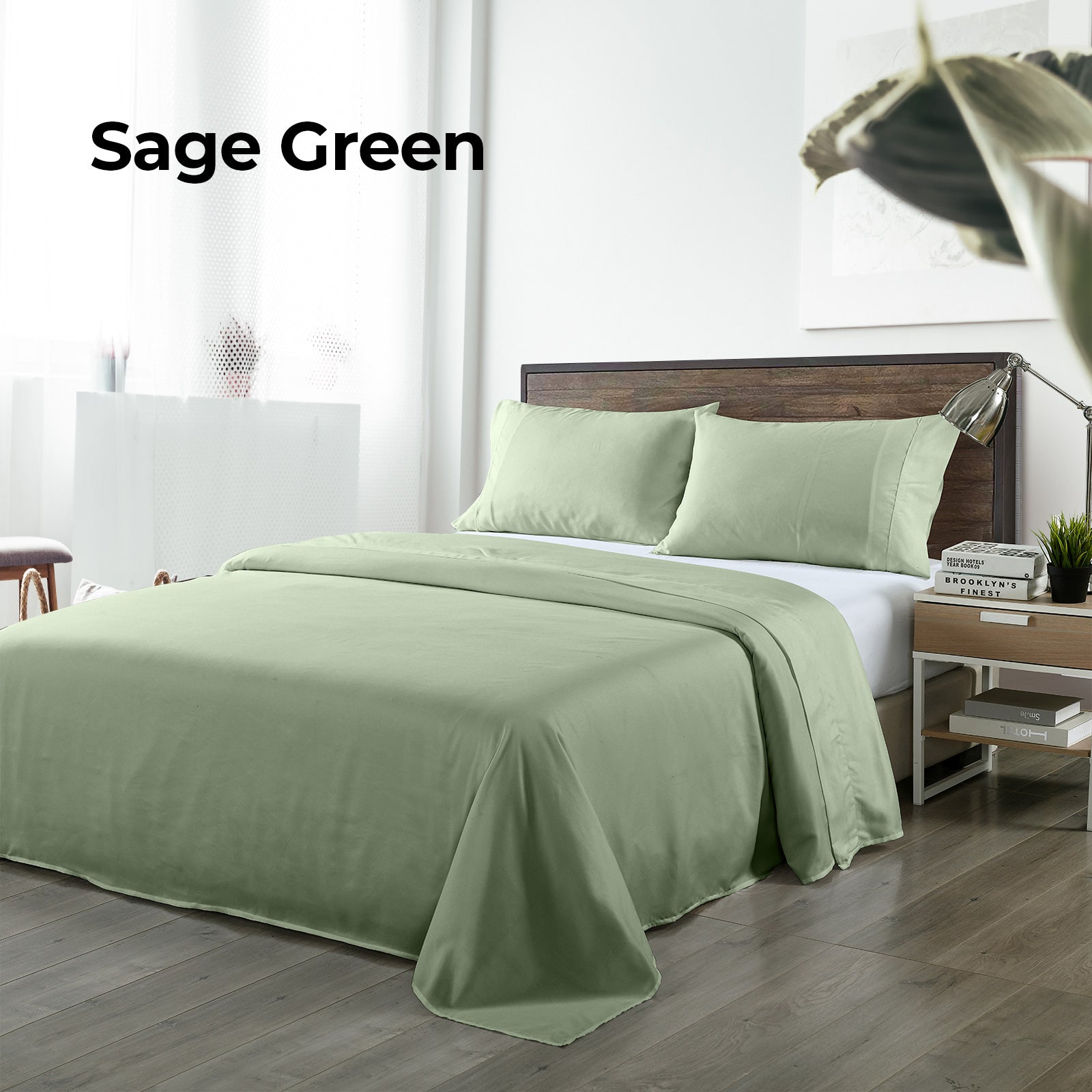 Bed Sheets: Royal Comfort Bamboo Blended Sheet & Pillowcases Set 1000TC Ultra Soft Bedding - Queen - Sage Green