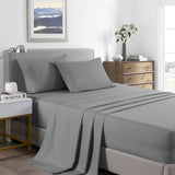 Bed Sheets: Royal Comfort 2000 Thread Count Bamboo Cooling Sheet Set Ultra Soft Bedding - Double - Mid Grey