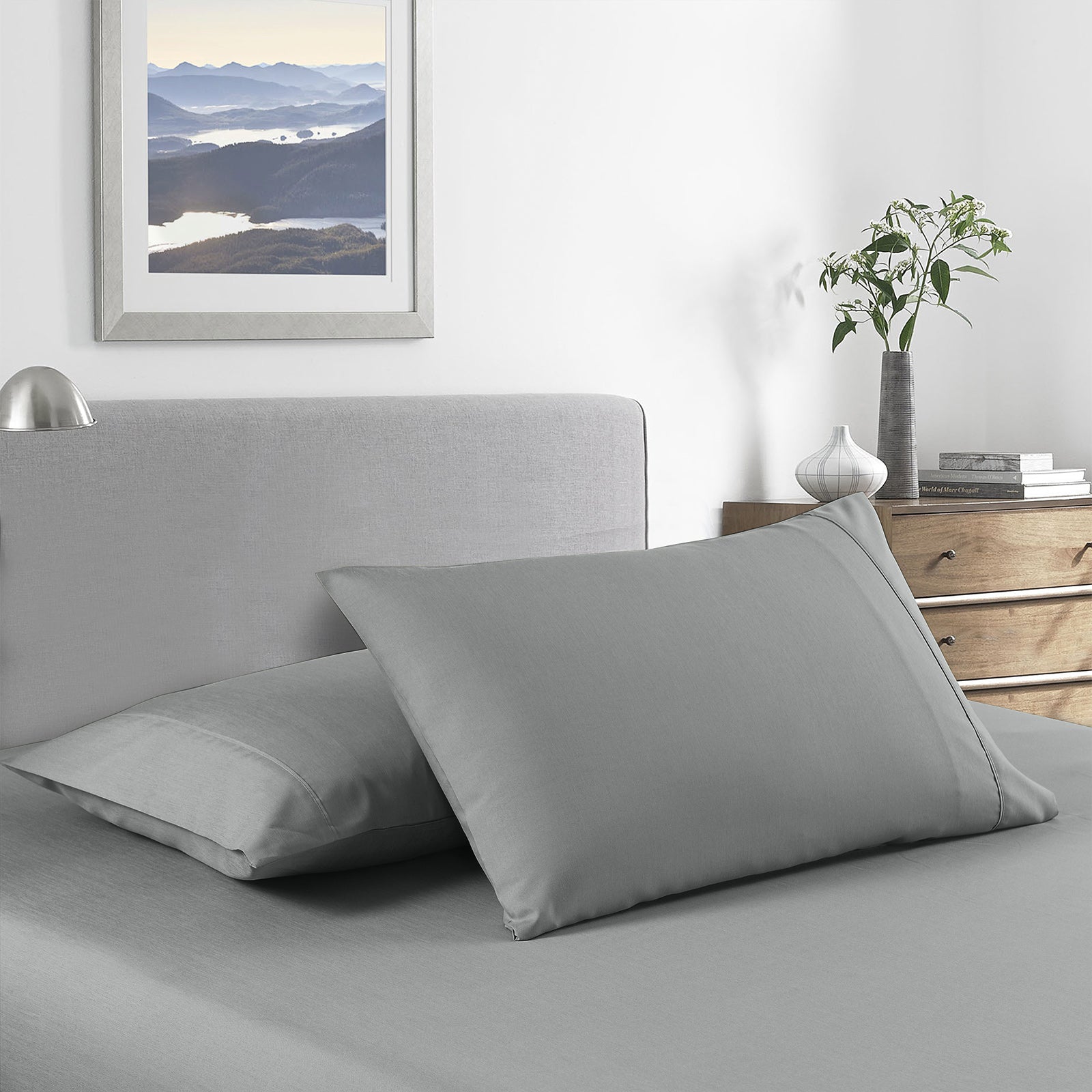 Bed Sheets: Royal Comfort 2000 Thread Count Bamboo Cooling Sheet Set Ultra Soft Bedding - Double - Mid Grey