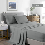 Bed Sheets: Royal Comfort 2000 Thread Count Bamboo Cooling Sheet Set Ultra Soft Bedding - Double - Mid Grey