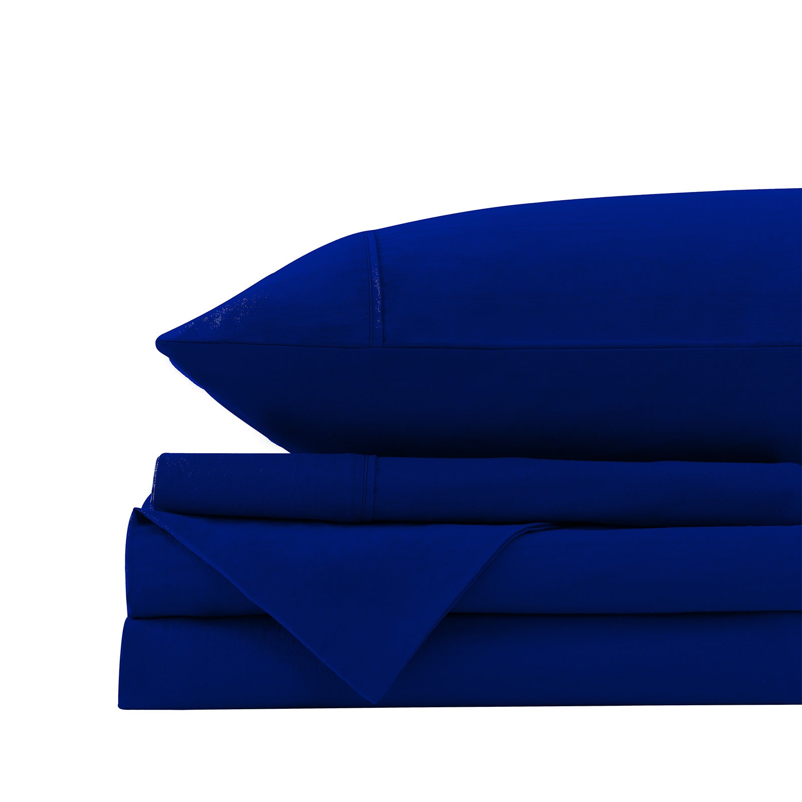 Bed Sheets: Royal Comfort Vintage Washed 100% Cotton Sheet Set Fitted Flat Sheet Pillowcases - Single - Royal Blue