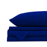 Bed Sheets: Royal Comfort Vintage Washed 100% Cotton Sheet Set Fitted Flat Sheet Pillowcases - Single - Royal Blue