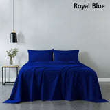 Bed Sheets: Royal Comfort Vintage Washed 100% Cotton Sheet Set Fitted Flat Sheet Pillowcases - Single - Royal Blue