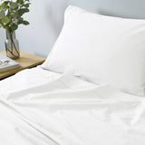 Bed Sheets: Royal Comfort Vintage Washed 100% Cotton Sheet Set Fitted Flat Sheet Pillowcases - Queen - White