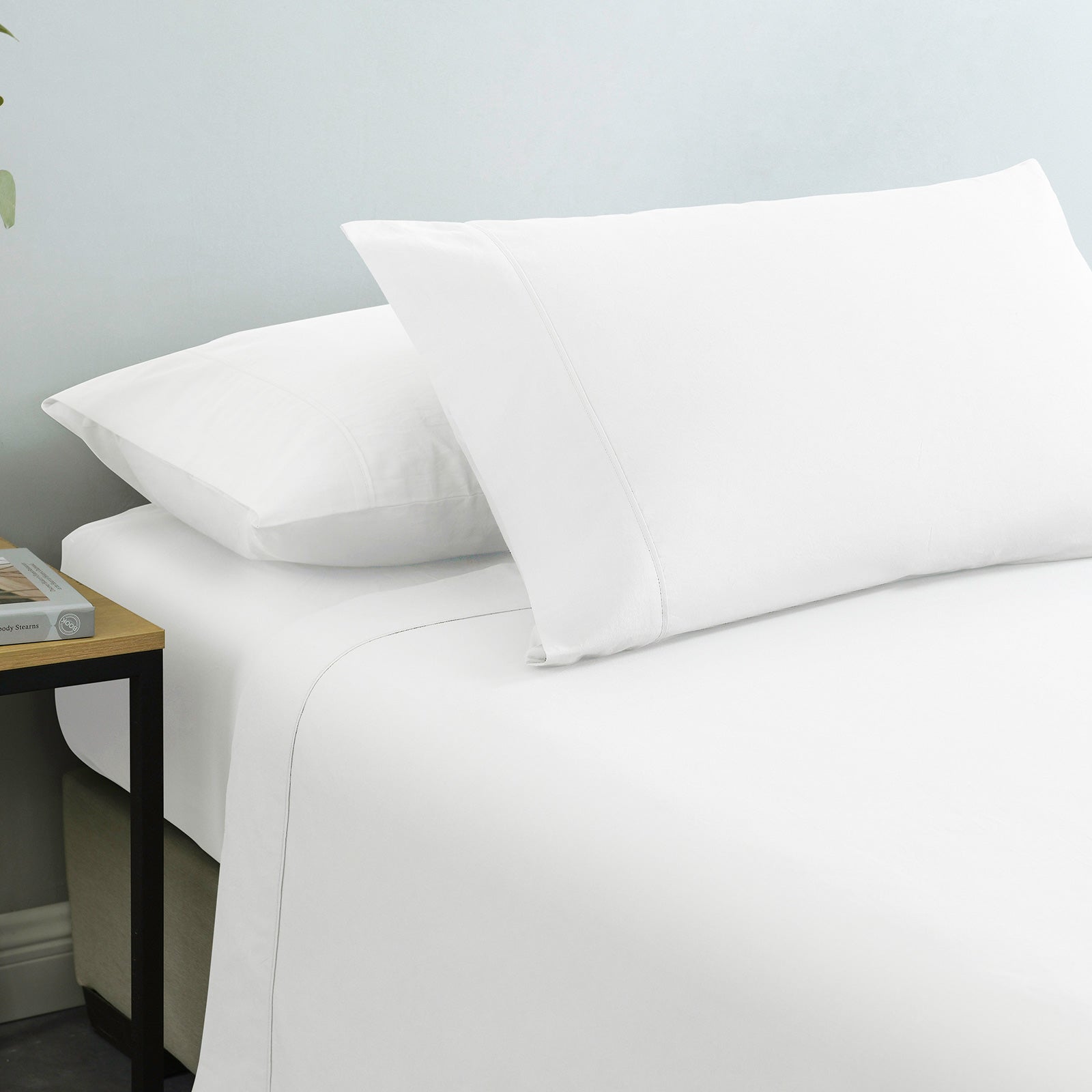 Bed Sheets: Royal Comfort Vintage Washed 100% Cotton Sheet Set Fitted Flat Sheet Pillowcases - Queen - White