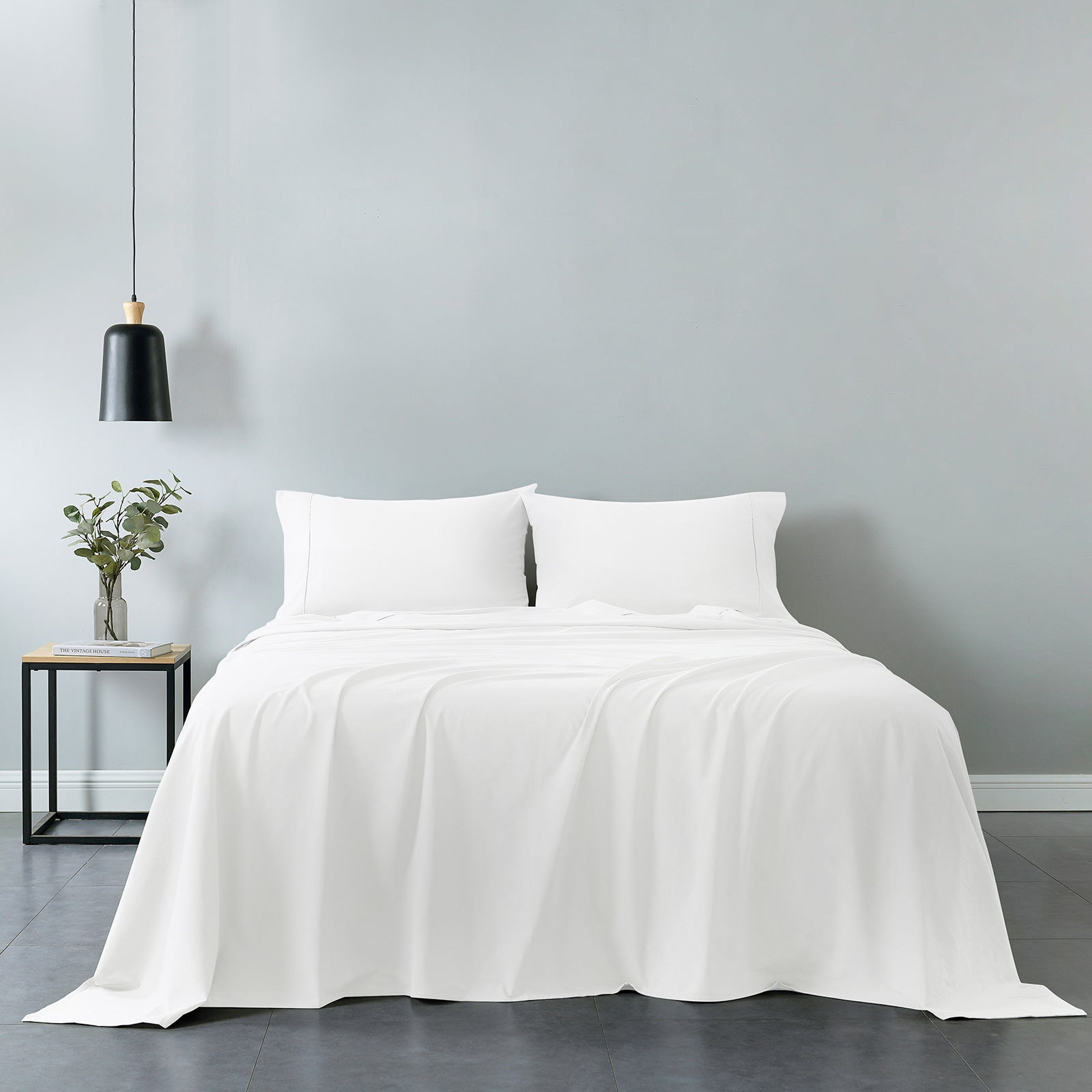 Bed Sheets: Royal Comfort Vintage Washed 100% Cotton Sheet Set Fitted Flat Sheet Pillowcases - King - White