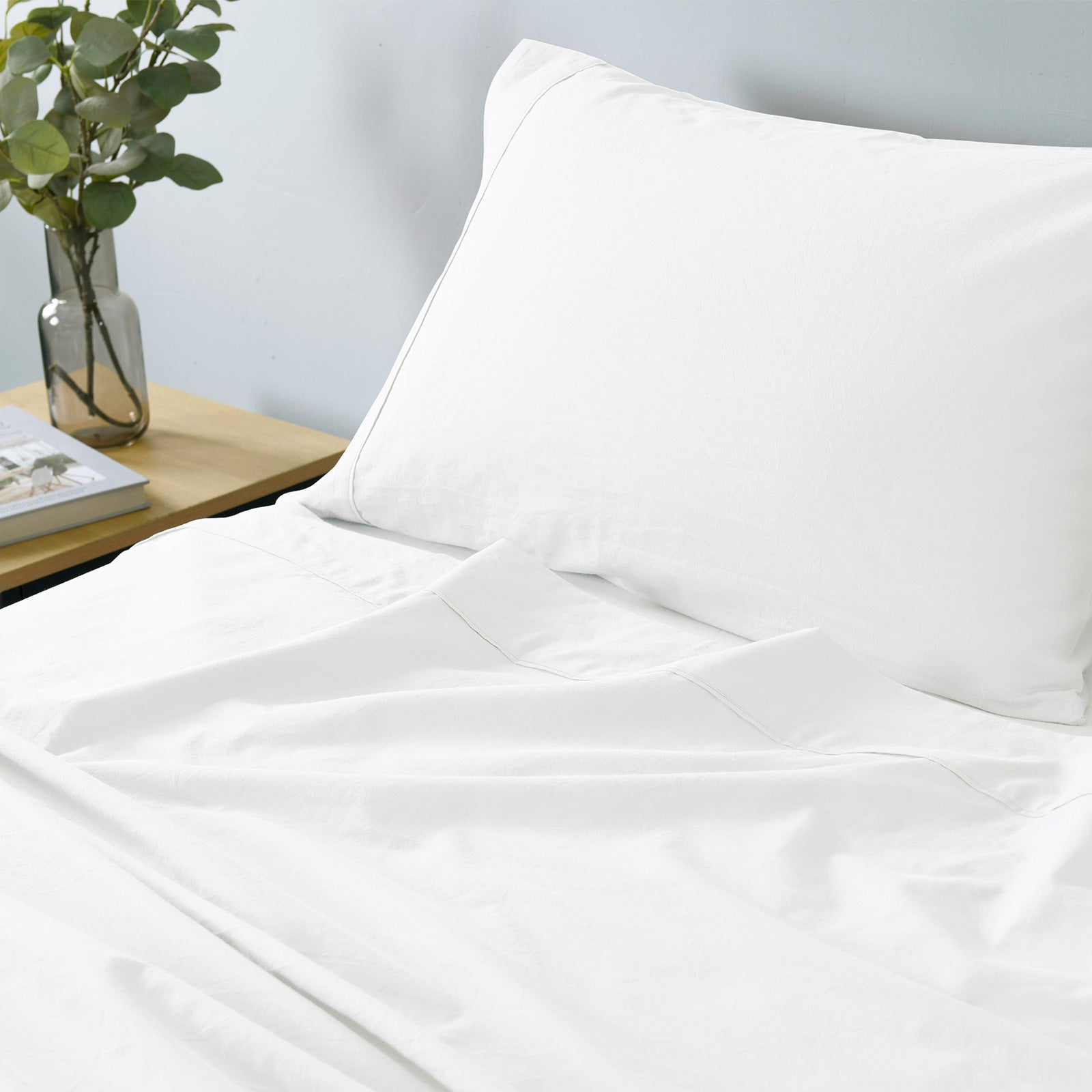 Bed Sheets: Royal Comfort Vintage Washed 100% Cotton Sheet Set Fitted Flat Sheet Pillowcases - King - White