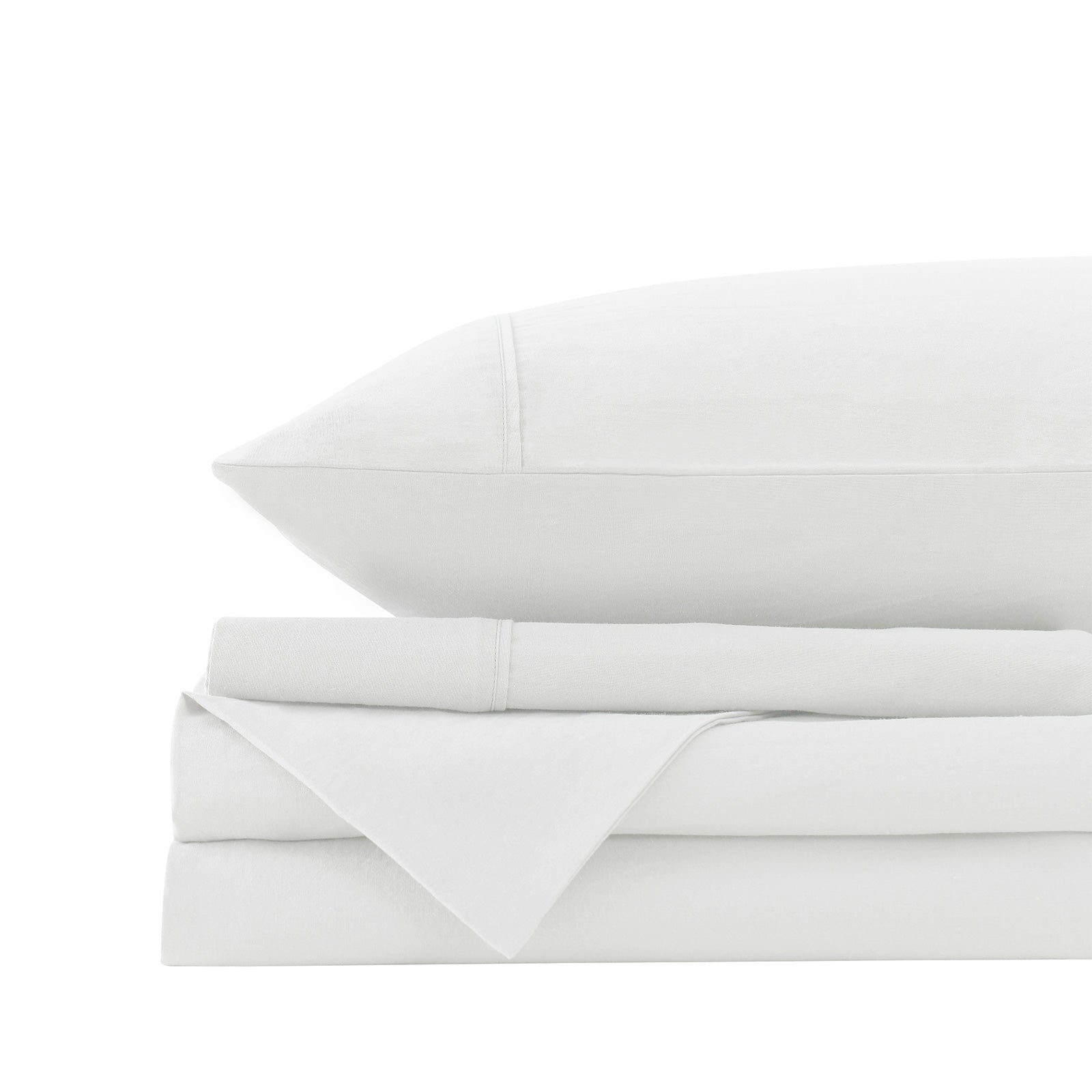 Bed Sheets: Royal Comfort Vintage Washed 100% Cotton Sheet Set Fitted Flat Sheet Pillowcases - King - White