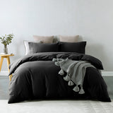 Bed Sheets: Royal Comfort Vintage Washed 100% Cotton Quilt Cover Set Bedding Ultra Soft - Single - Charcoal