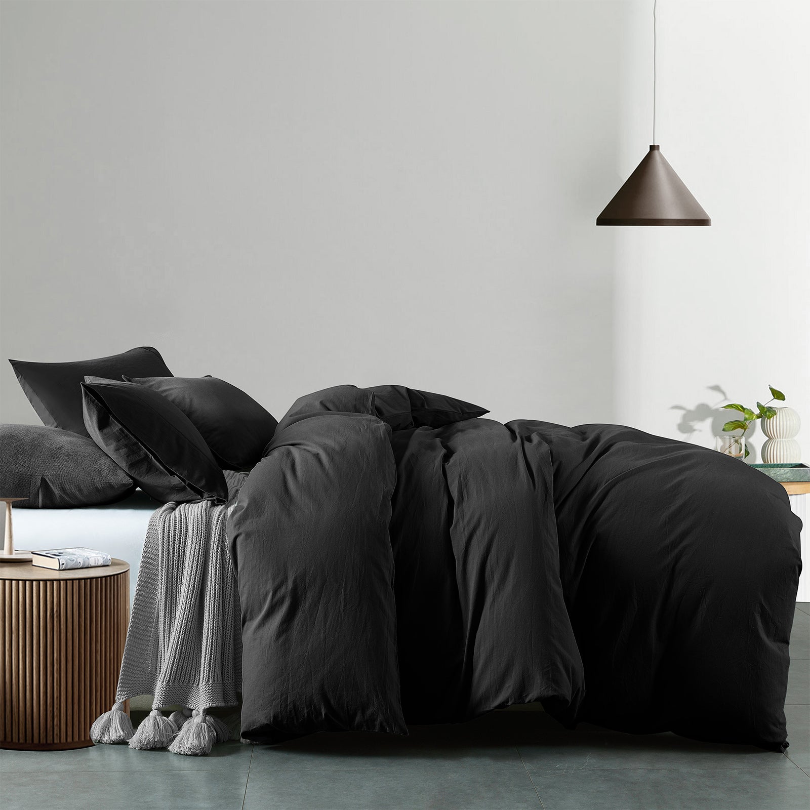 Bed Sheets: Royal Comfort Vintage Washed 100% Cotton Quilt Cover Set Bedding Ultra Soft - Single - Charcoal