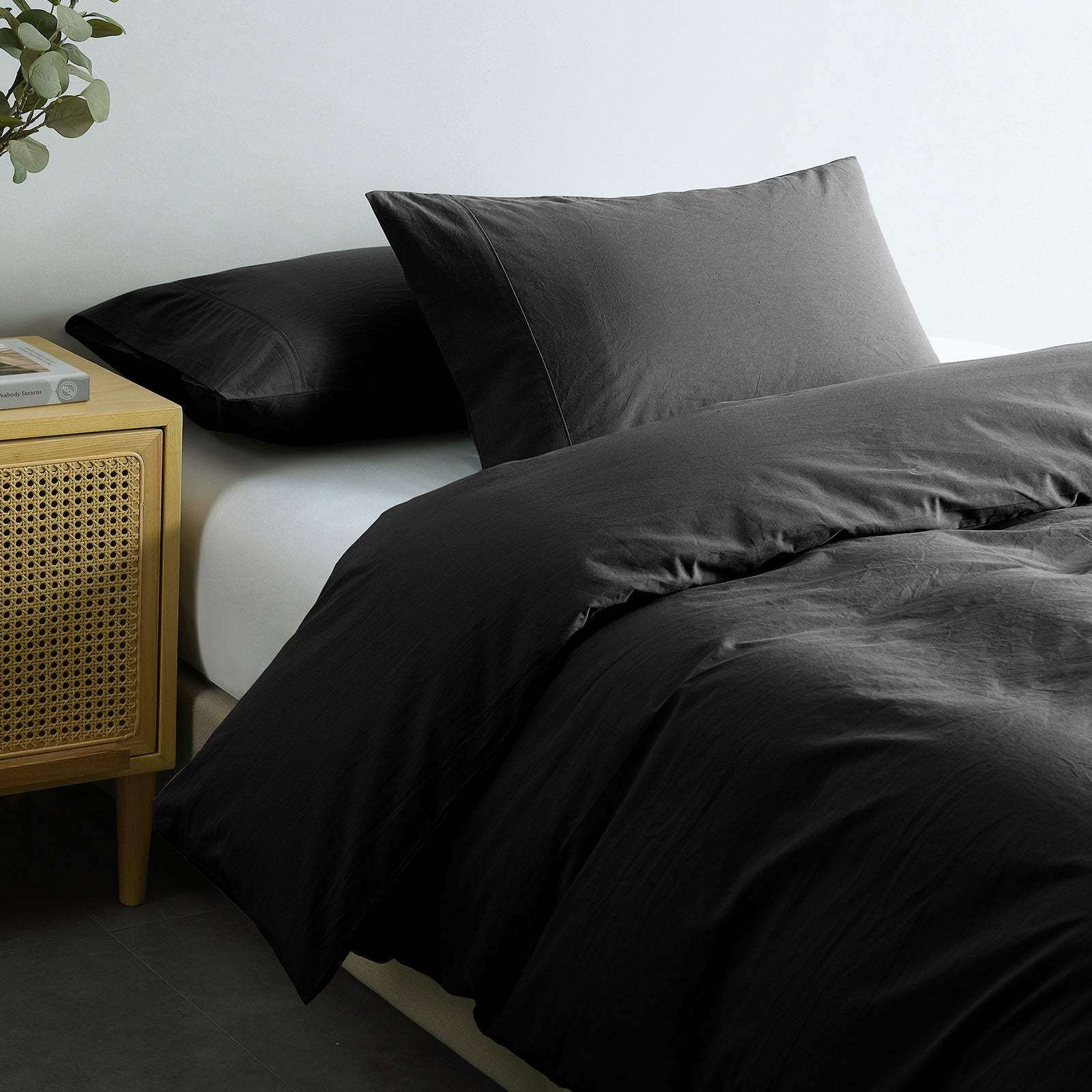 Bed Sheets: Royal Comfort Vintage Washed 100% Cotton Quilt Cover Set Bedding Ultra Soft - Single - Charcoal