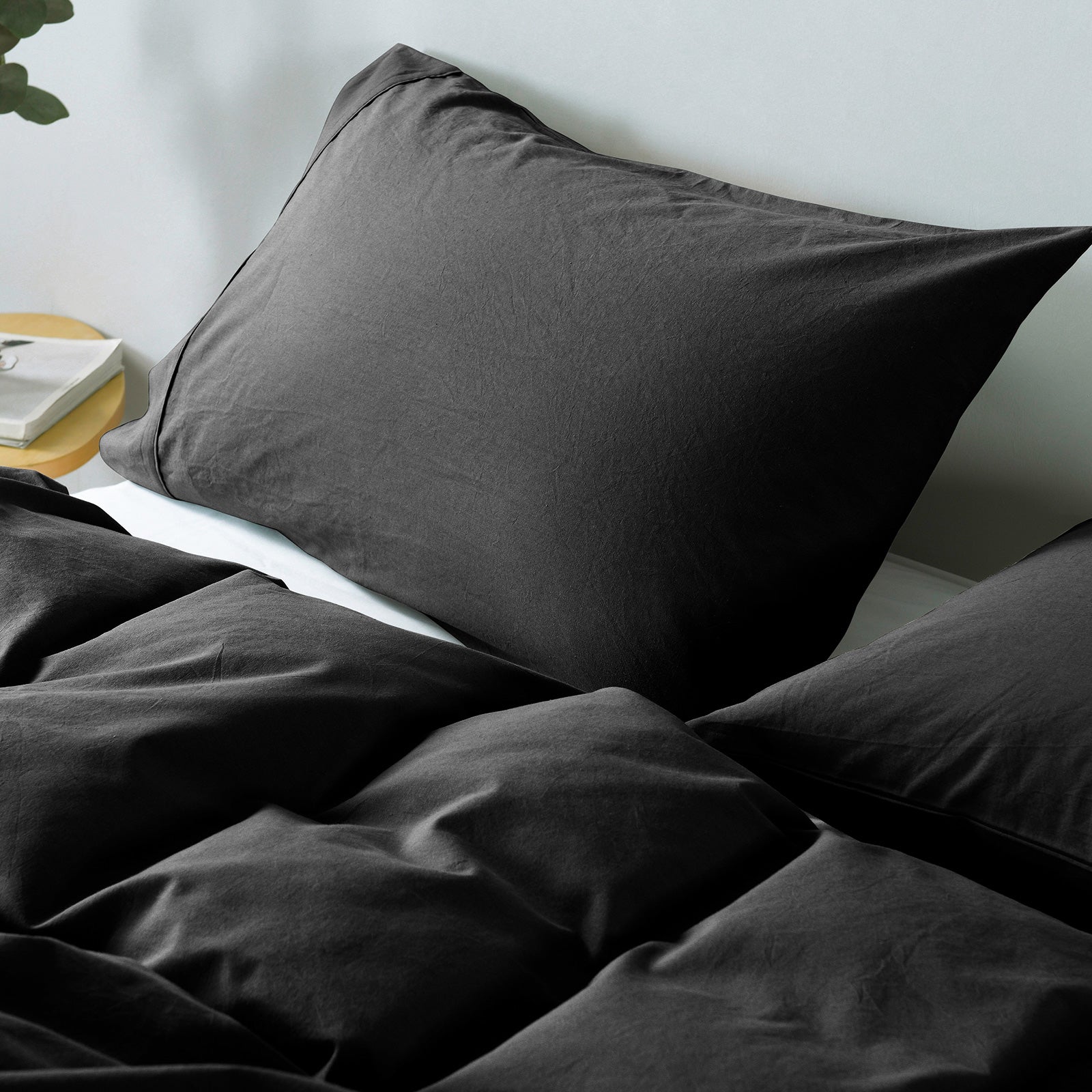 Bed Sheets: Royal Comfort Vintage Washed 100% Cotton Quilt Cover Set Bedding Ultra Soft - Single - Charcoal
