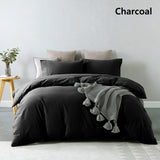 Bed Sheets: Royal Comfort Vintage Washed 100% Cotton Quilt Cover Set Bedding Ultra Soft - Single - Charcoal