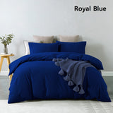 Duvet Covers: Royal Comfort Vintage Washed 100% Cotton Quilt Cover Set Bedding Ultra Soft - Double - Royal Blue