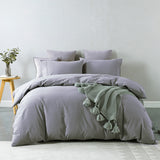 Duvet Covers: Royal Comfort Vintage Washed 100% Cotton Quilt Cover Set Bedding Ultra Soft - King - Grey