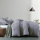 Duvet Covers: Royal Comfort Vintage Washed 100% Cotton Quilt Cover Set Bedding Ultra Soft - King - Grey