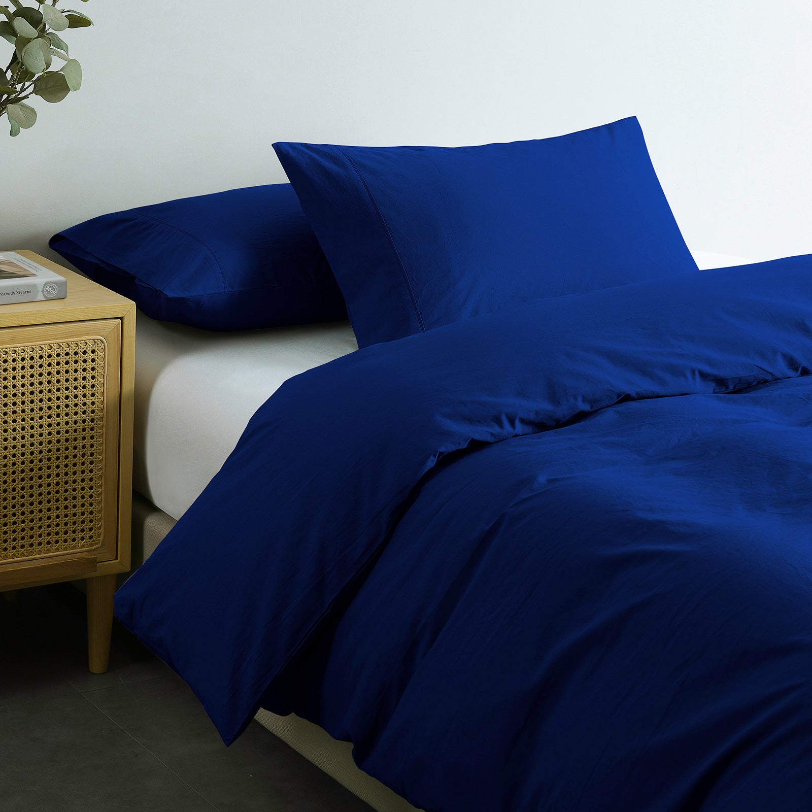 Duvet Covers: Royal Comfort Vintage Washed 100% Cotton Quilt Cover Set Bedding Ultra Soft - King - Royal Blue