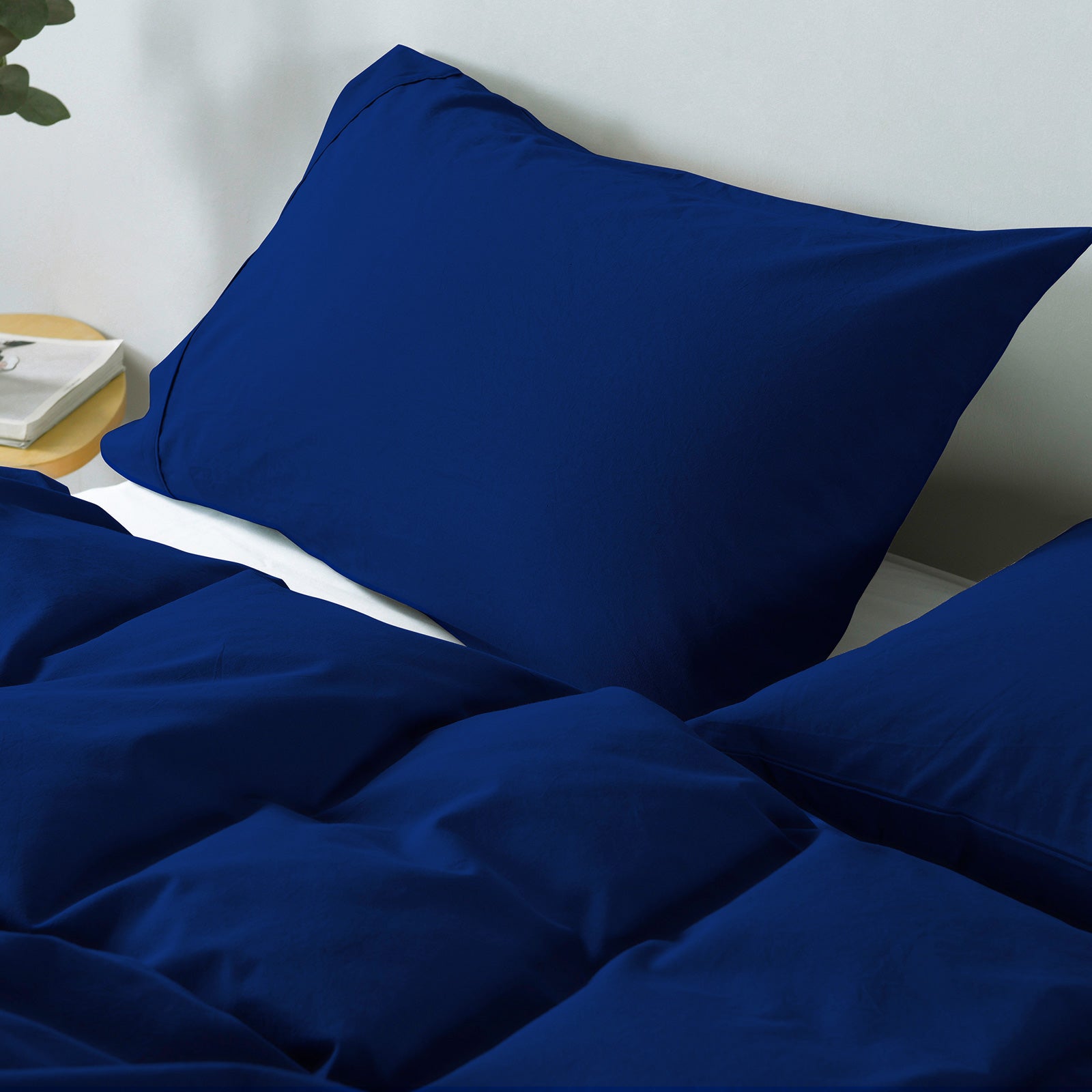 Duvet Covers: Royal Comfort Vintage Washed 100% Cotton Quilt Cover Set Bedding Ultra Soft - King - Royal Blue