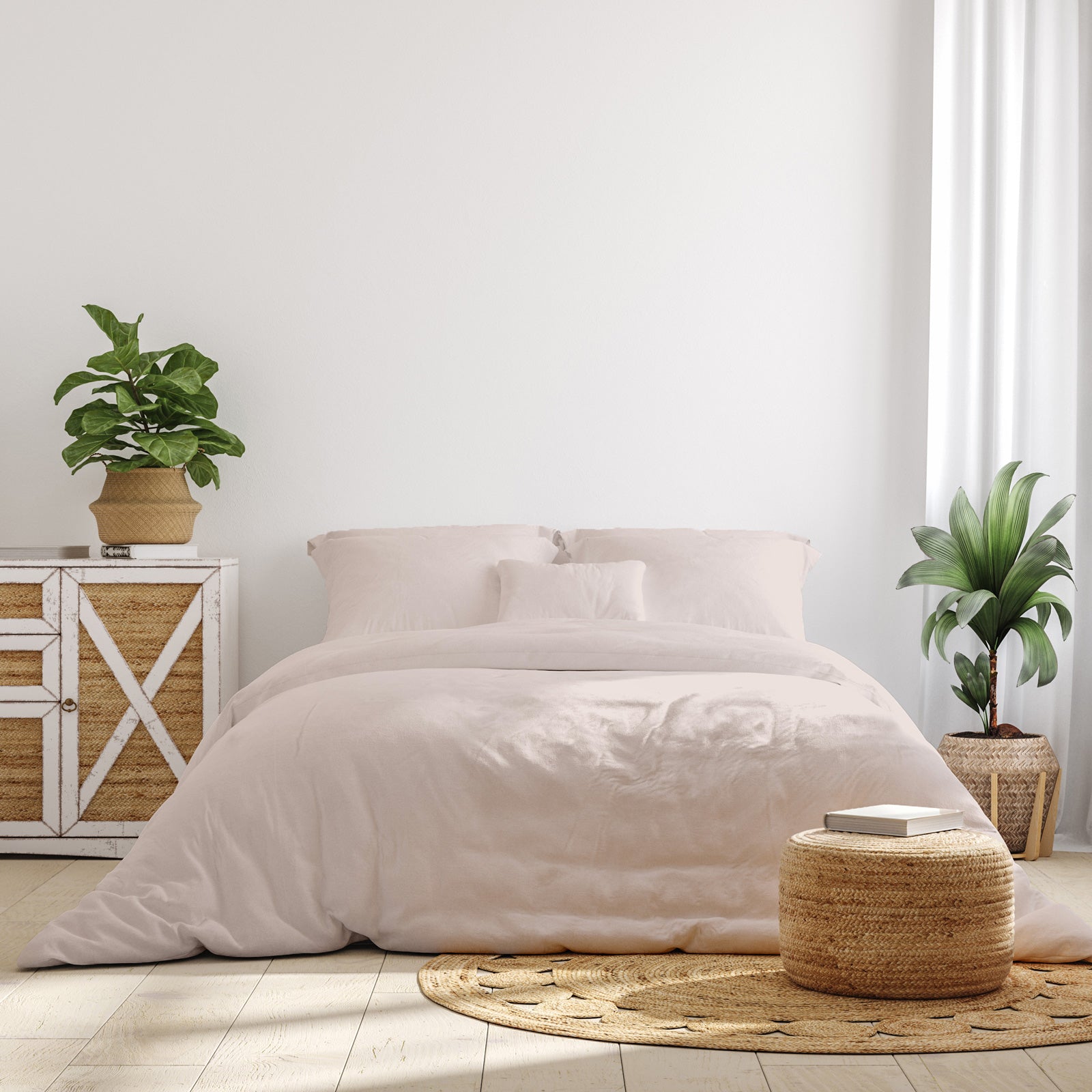 Duvet Covers: Royal Comfort 1000 Thread Count Bamboo Cotton Sheet and Quilt Cover Complete Set - King - Blush