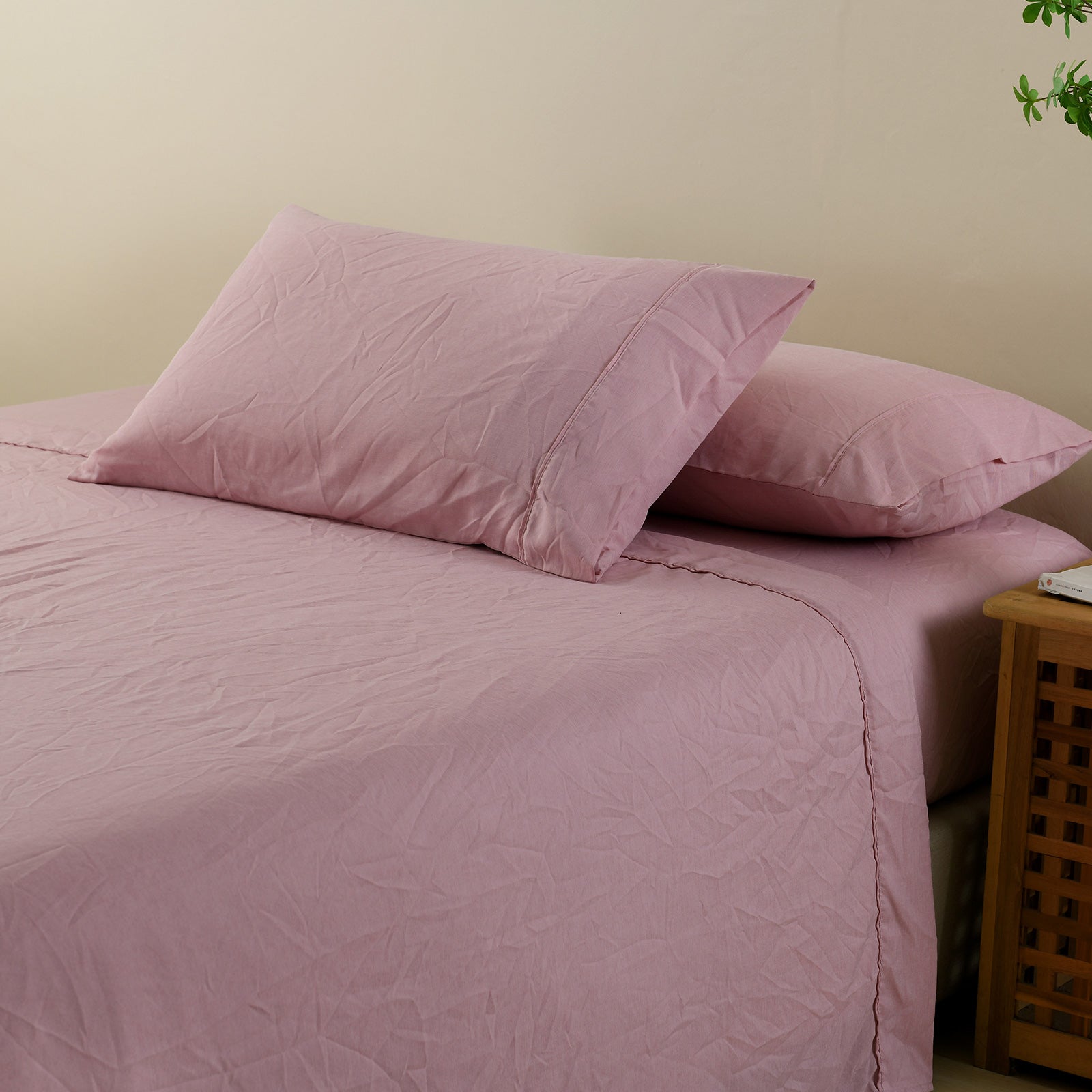 Bed Sheets: Royal Comfort Flax Linen Blend Sheet Set Bedding Luxury Breathable Ultra Soft - Queen - Mauve