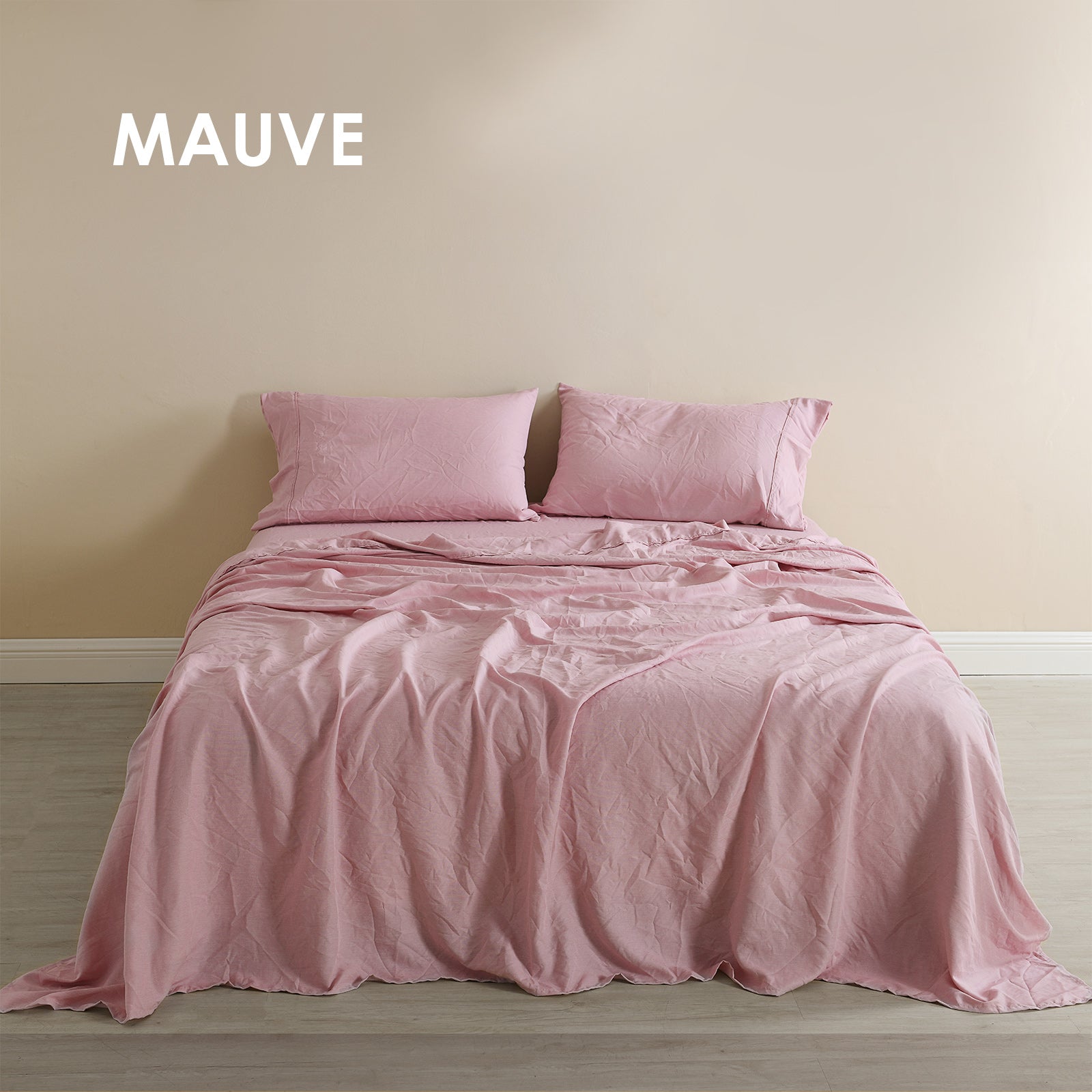 Bed Sheets: Royal Comfort Flax Linen Blend Sheet Set Bedding Luxury Breathable Ultra Soft - Queen - Mauve