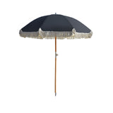 Umbrellas & Sunshades: Havana Outdoors Beach Umbrella Portable 2 Metre Fringed Garden Sun Shade Shelter - Black