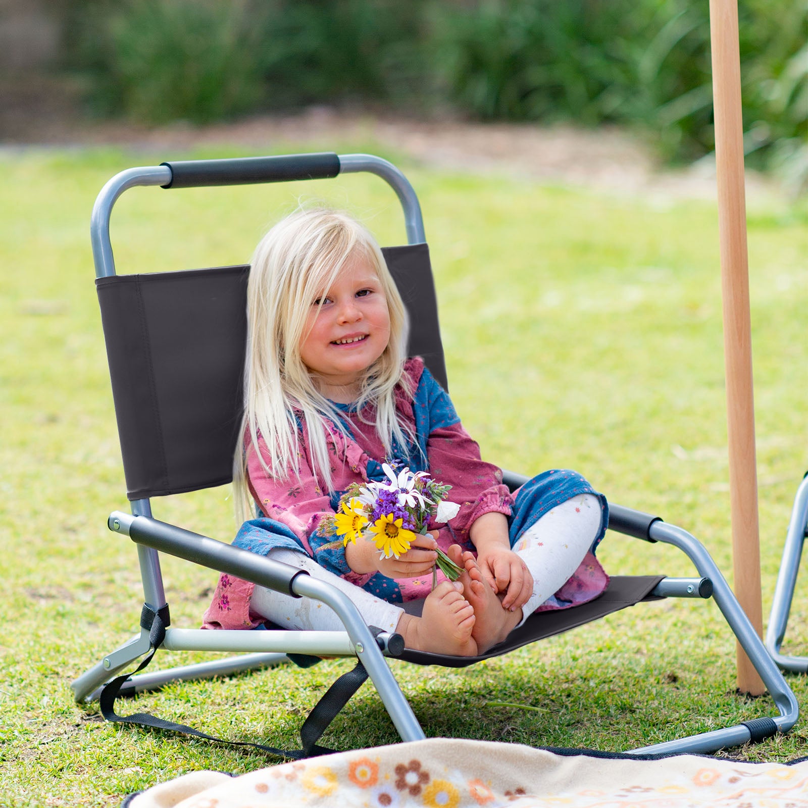 Outdoor Chairs: Havana Outdoors Beach Chair 2 Pack Folding Portable Summer Camping Outdoors - Black
