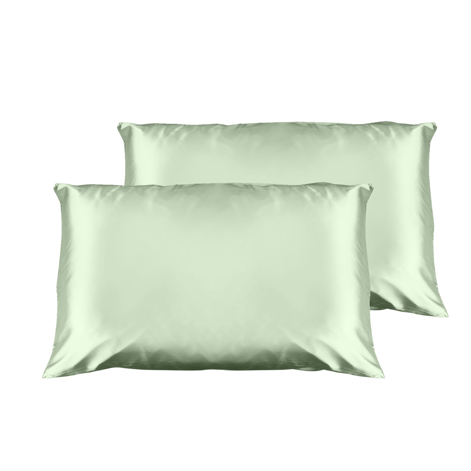 Pillowcases: Casa Decor Luxury Satin Pillowcase Twin Pack Size With Gift Box Luxury - Sage Green