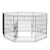 Dog Playpens & Gates: 4Paws 8 Panel Playpen Puppy Exercise Fence Cage Enclosure Pets Black All Sizes - 36" - Black
