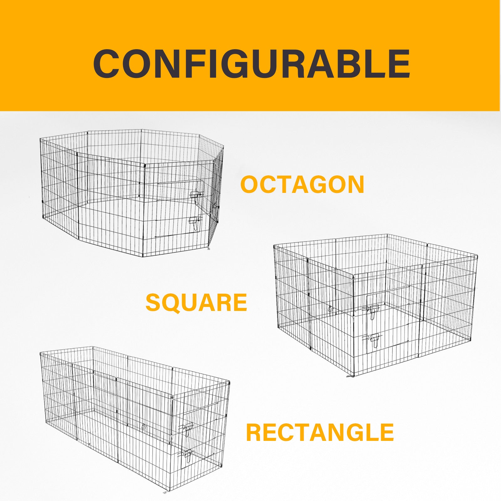 Dog Playpens & Gates: 4Paws 8 Panel Playpen Puppy Exercise Fence Cage Enclosure Pets Black All Sizes - 36" - Black