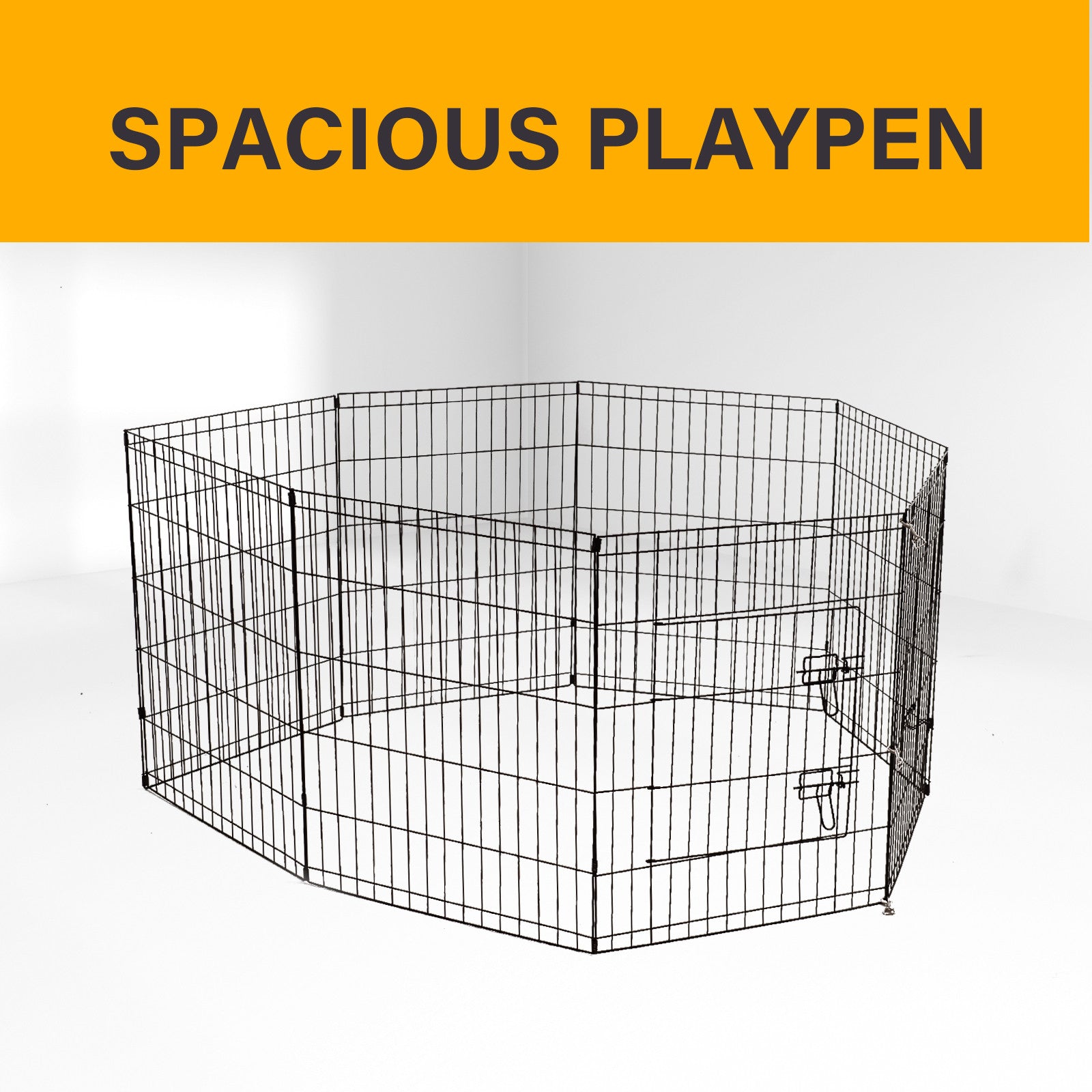 Dog Playpens & Gates: 4Paws 8 Panel Playpen Puppy Exercise Fence Cage Enclosure Pets Black All Sizes - 36" - Black